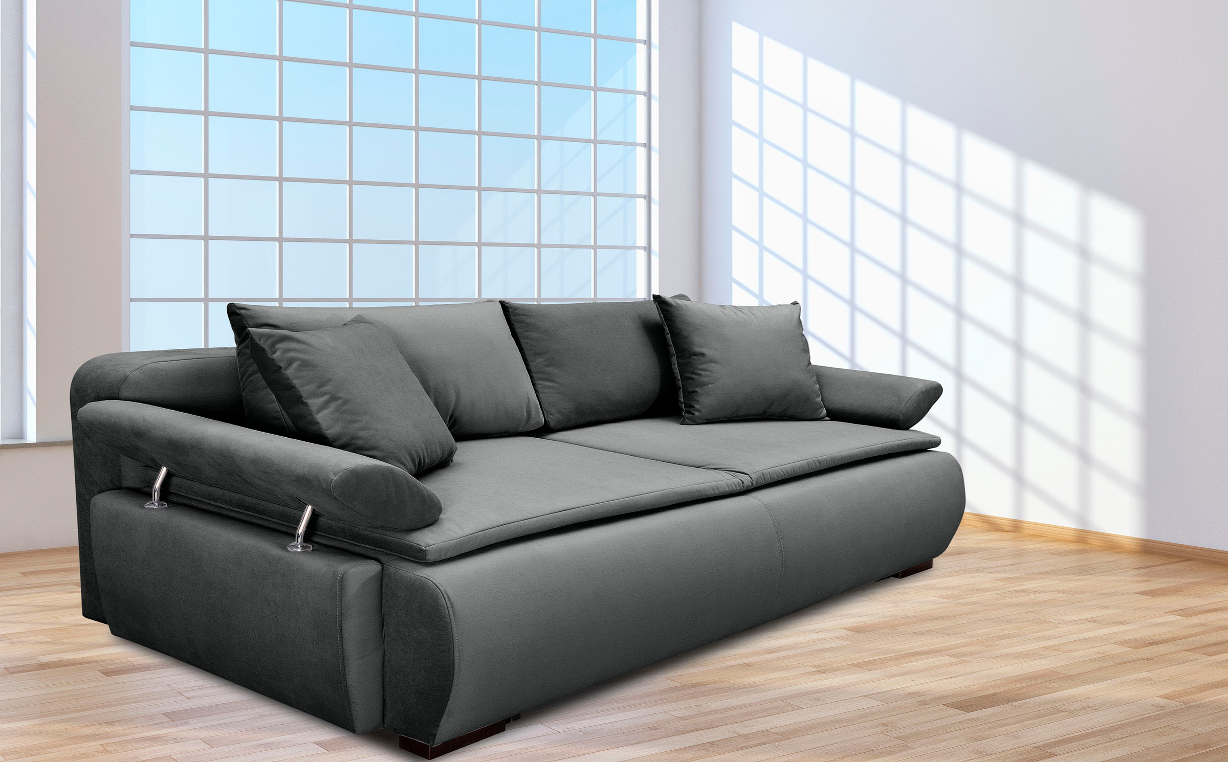 Thumbnail - Home affaire Schlafsofa "Romeo" mit Boxspringaufbau, Bettfunktion & Bettkasten, Dauerschlafsofa