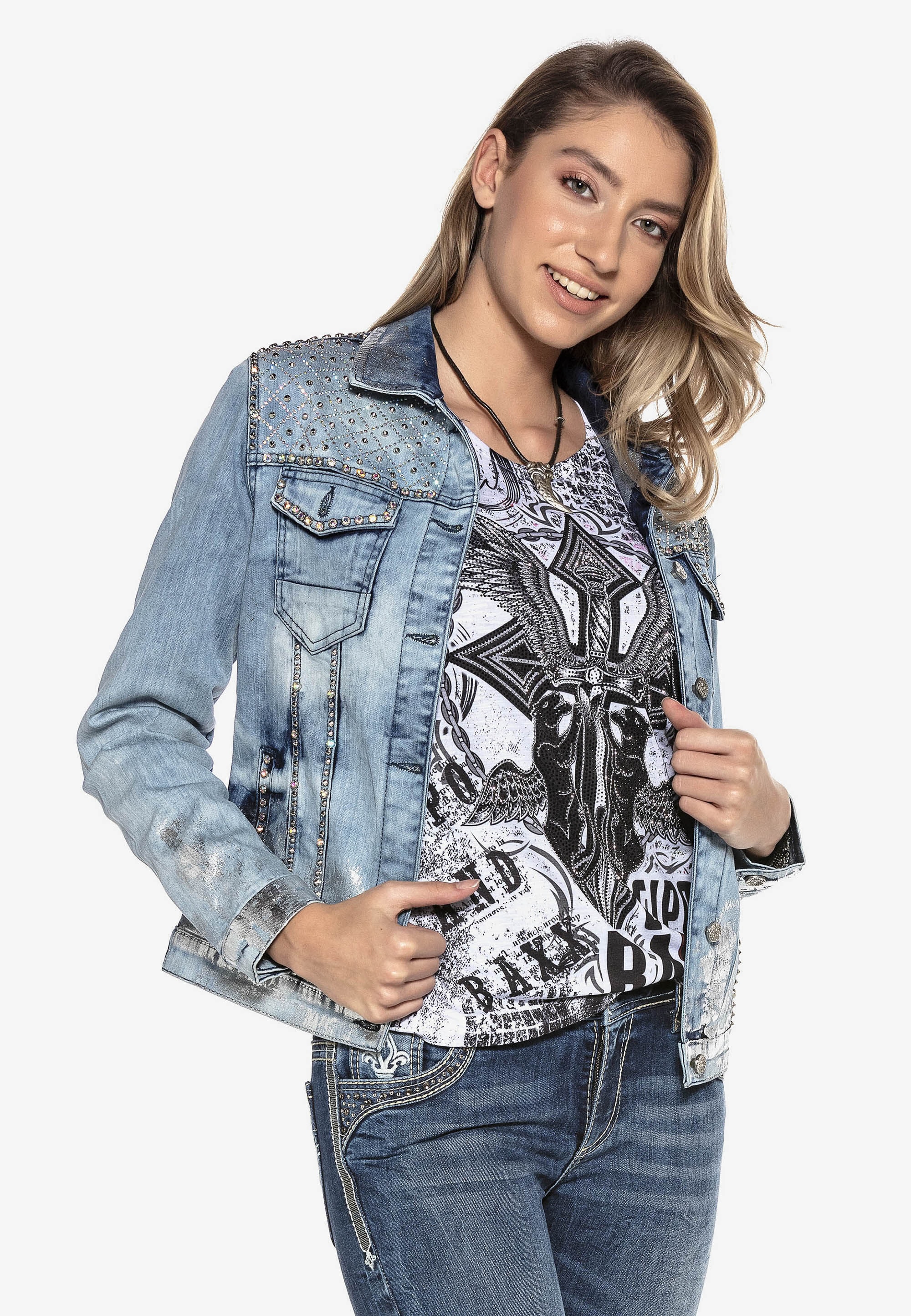Cipo & Baxx Jeansjacke »WJ174« ohne Kapuze