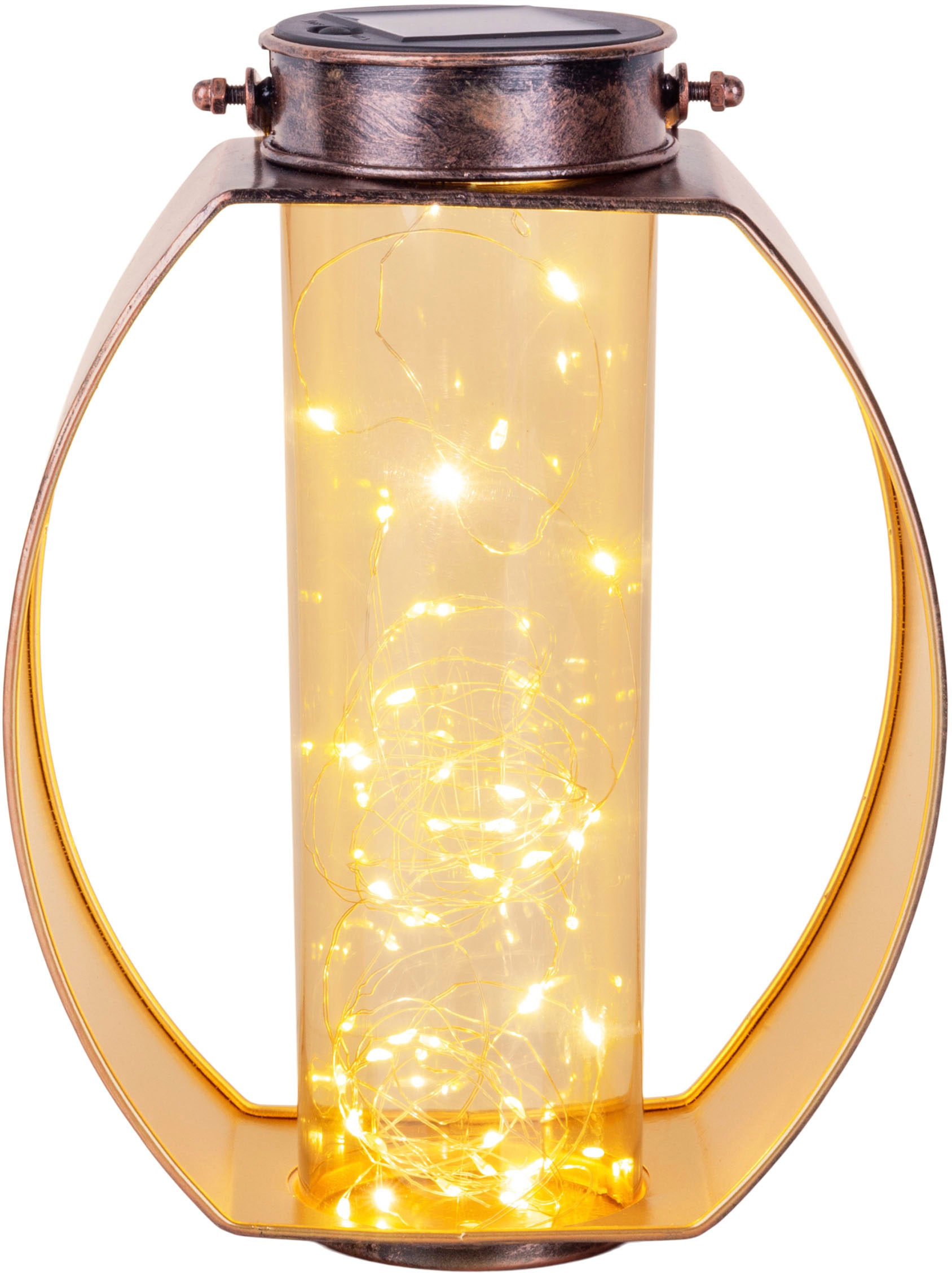 näve LED mit Lichterdraht | bestellen messing BAUR flammig-flammig, Solarleuchte Kunststoffzylinder »Fairylight«, 1 Innenseite LED gold