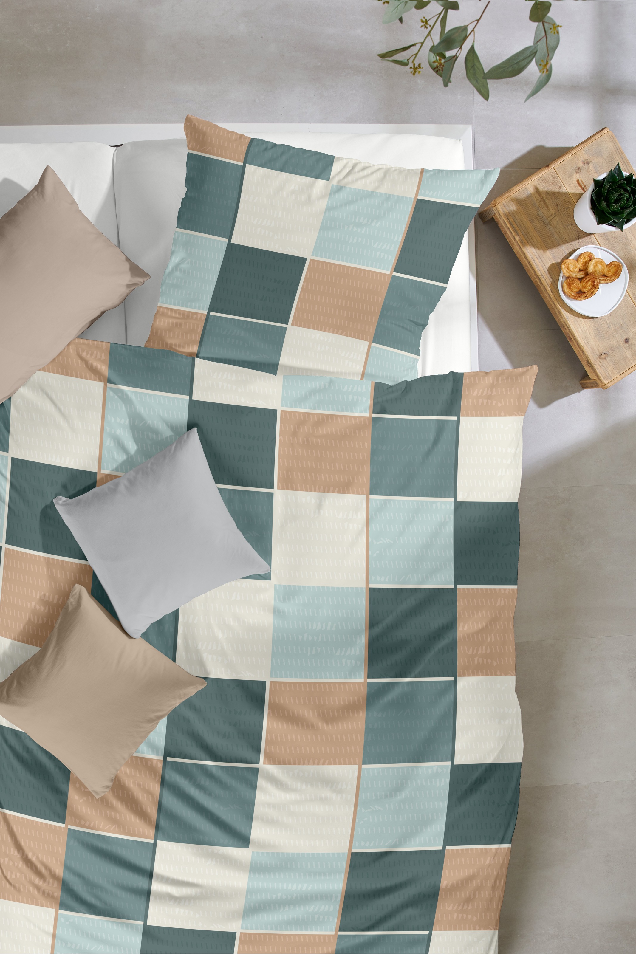 Primera Bettwäsche »Feinbiber-Bettwäsche Tile« 2 Stk. tlg. mit klasschischem Kachelmuster