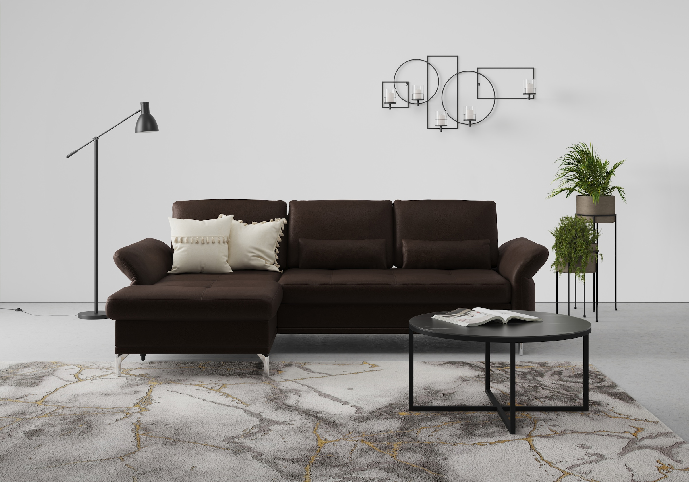 Home affaire Ecksofa "Palm Beach L-Form" Federkern, mit Sitztiefenverstellu günstig online kaufen