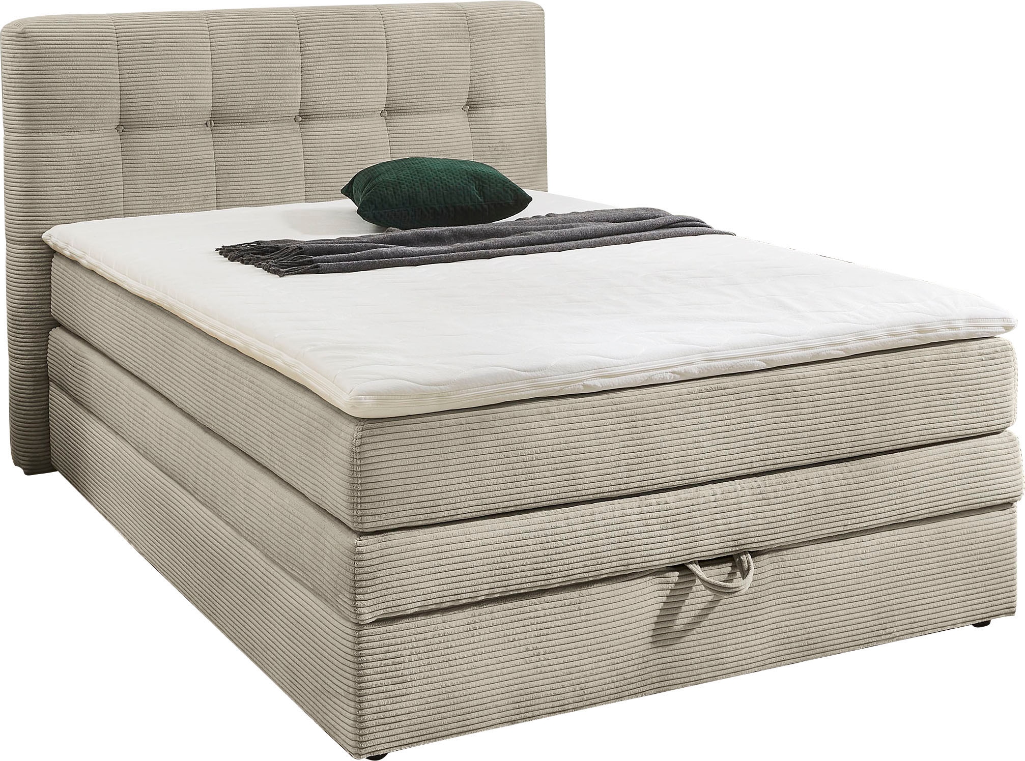 Jockenhöfer Gruppe Boxspringbett »Amy in Cord« mit Bettkasten und Kaltschaum-Topper, erhältlich in 120, 140 & 180cm