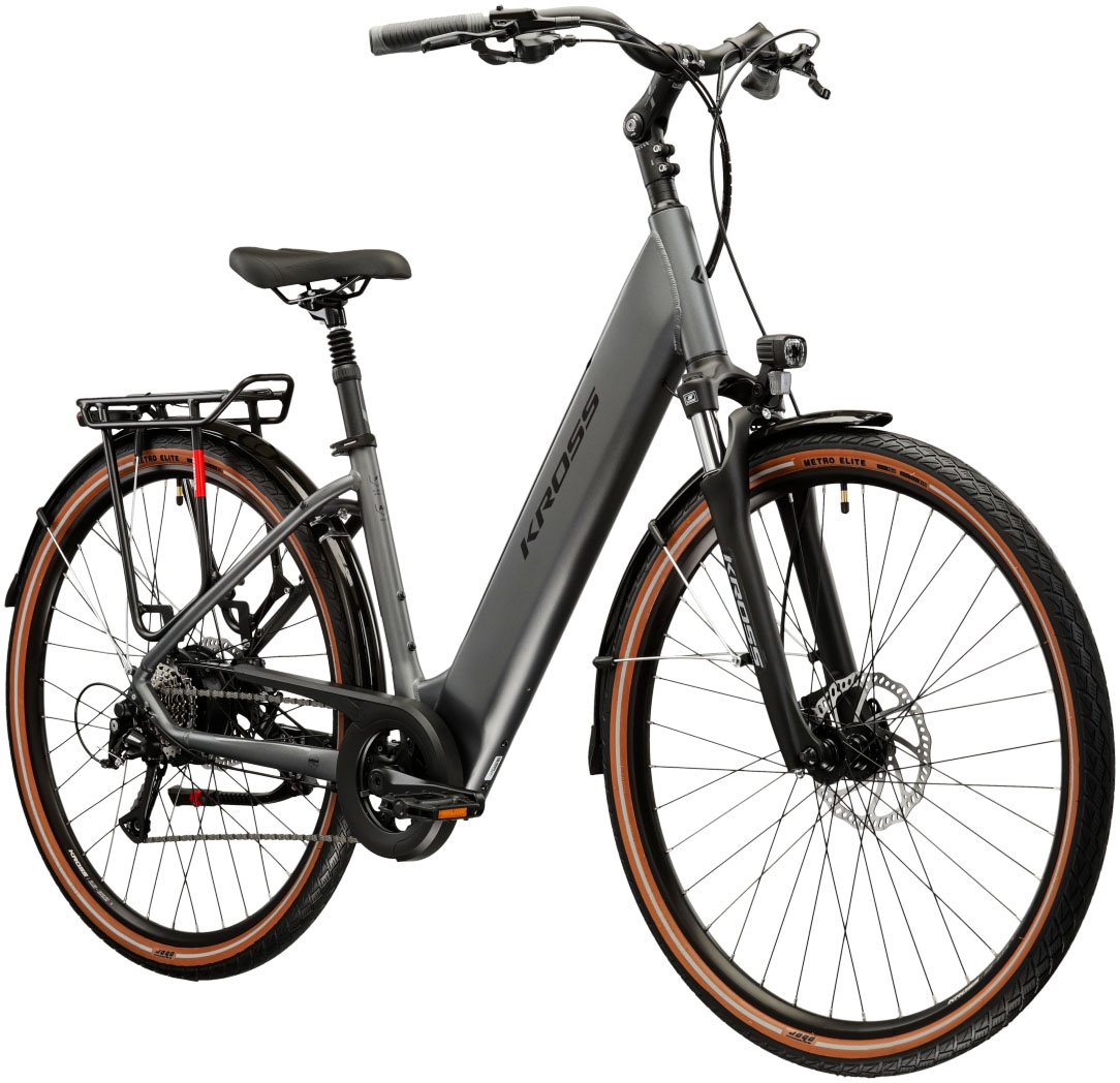 Kross E-Bike »E-Trekkingbike Damen Trans Hybrid 1.0 28" grau 8 Gänge«, 8 Gang, Shimano, ACERA M3020, Heckmotor 250 W