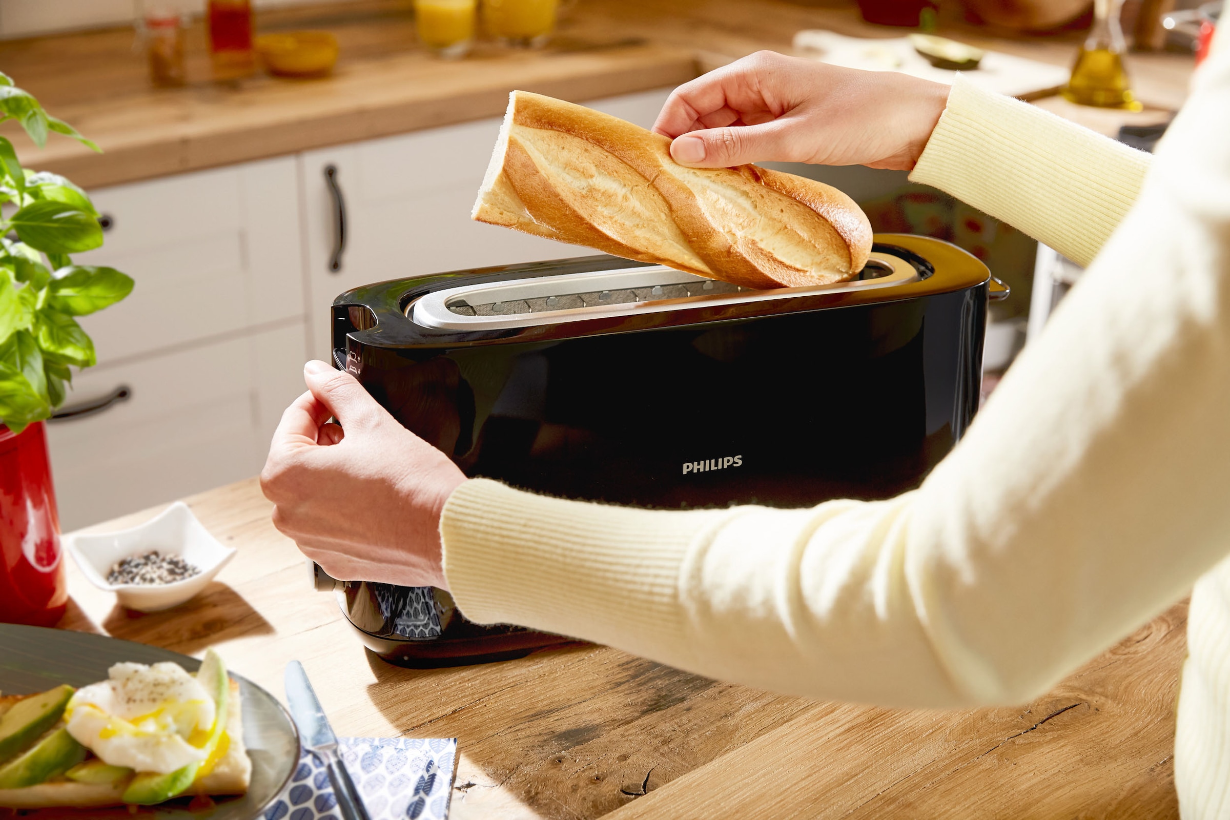 Philips Toaster »HD2590/90«, 1 langer Schlitz, für 2 Scheiben, 950 W, mit Aufwärm- und Auftaufunktion