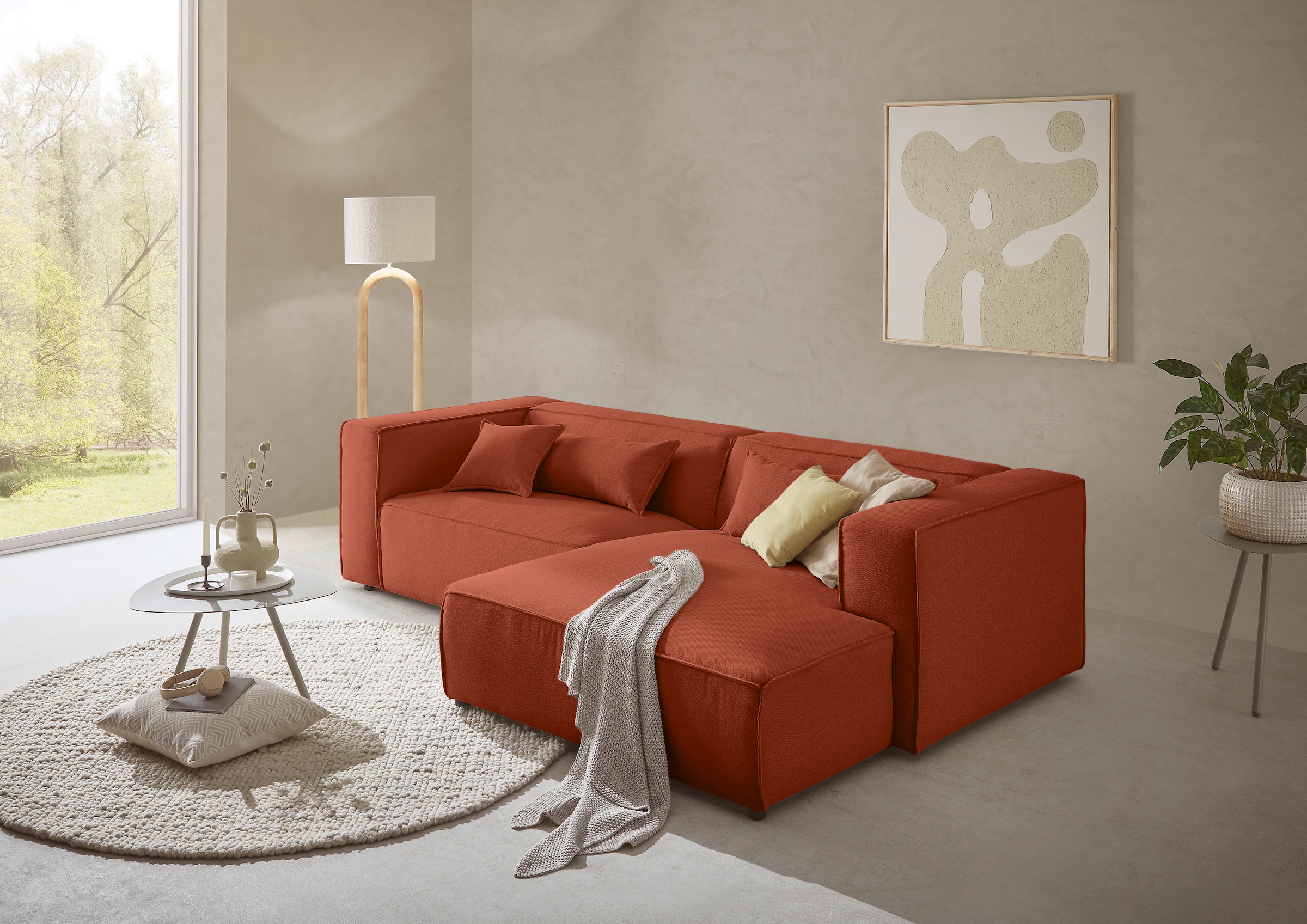 LeGer Home by Lena Gercke Ecksofa "PIARA mit Kedernaht, Cord, Leinenoptik o günstig online kaufen