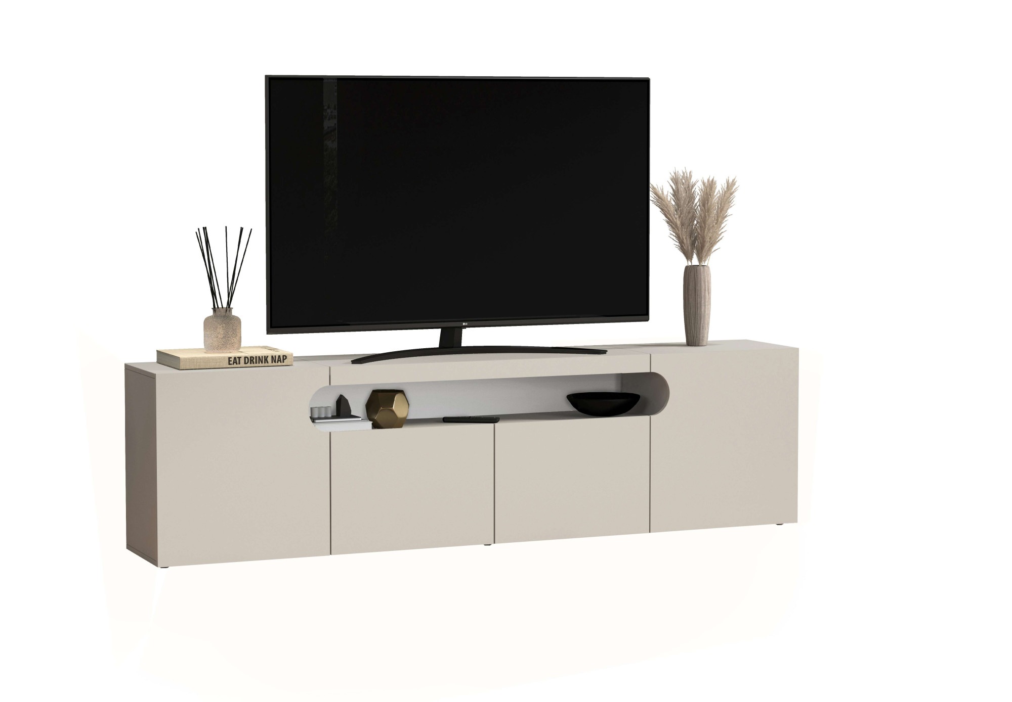 OTTO home Lowboard "REAL,Lowboard,TV-Kommode,TV-Möbel,TV-Bank" 1 Stk. tlg. Mit 4 Türen, davon 2 abgerundet, die ein ovales offenes Fach bilden