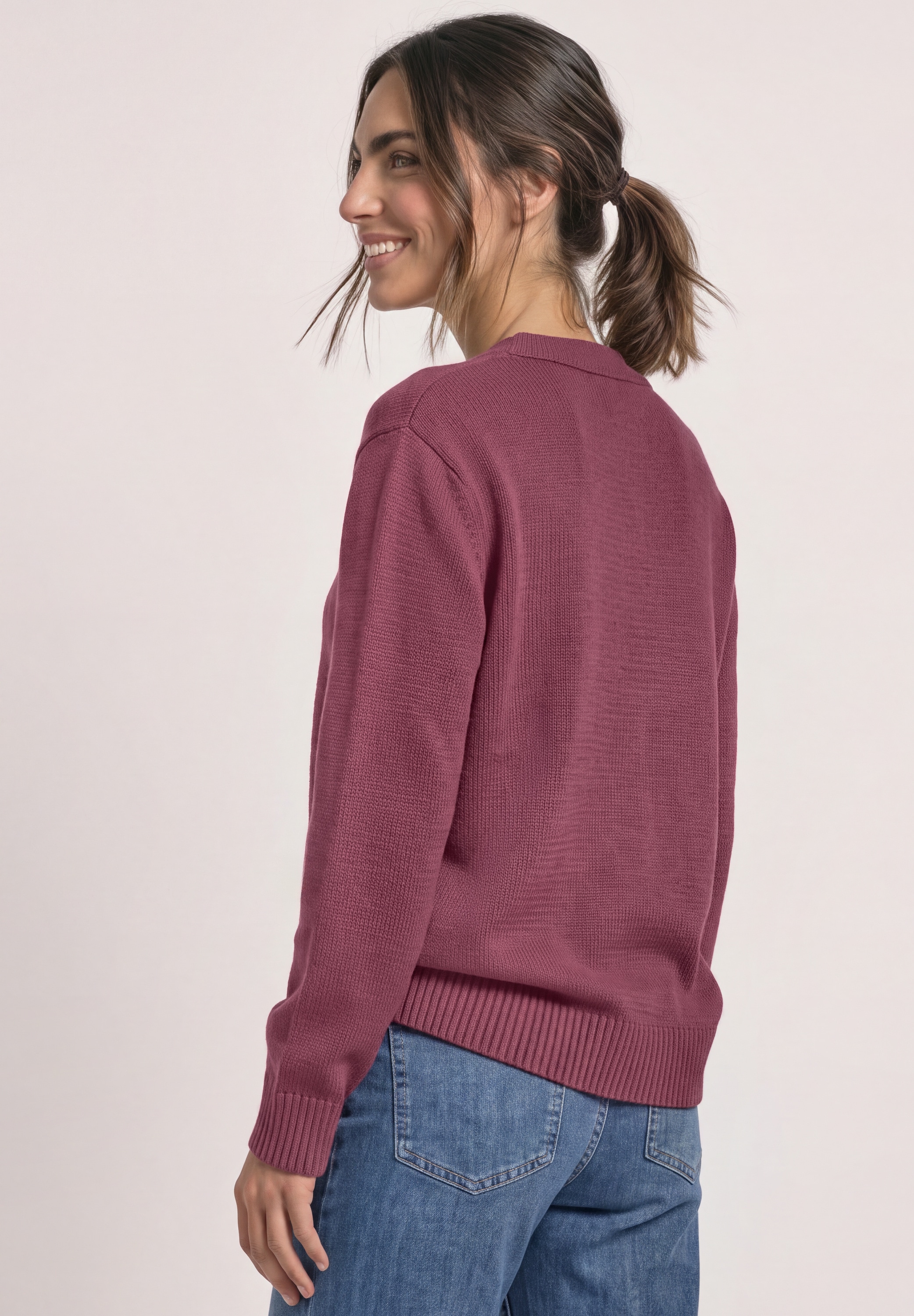 STREET ONE V-Ausschnitt-Pullover im soften Baumwoll-Mix