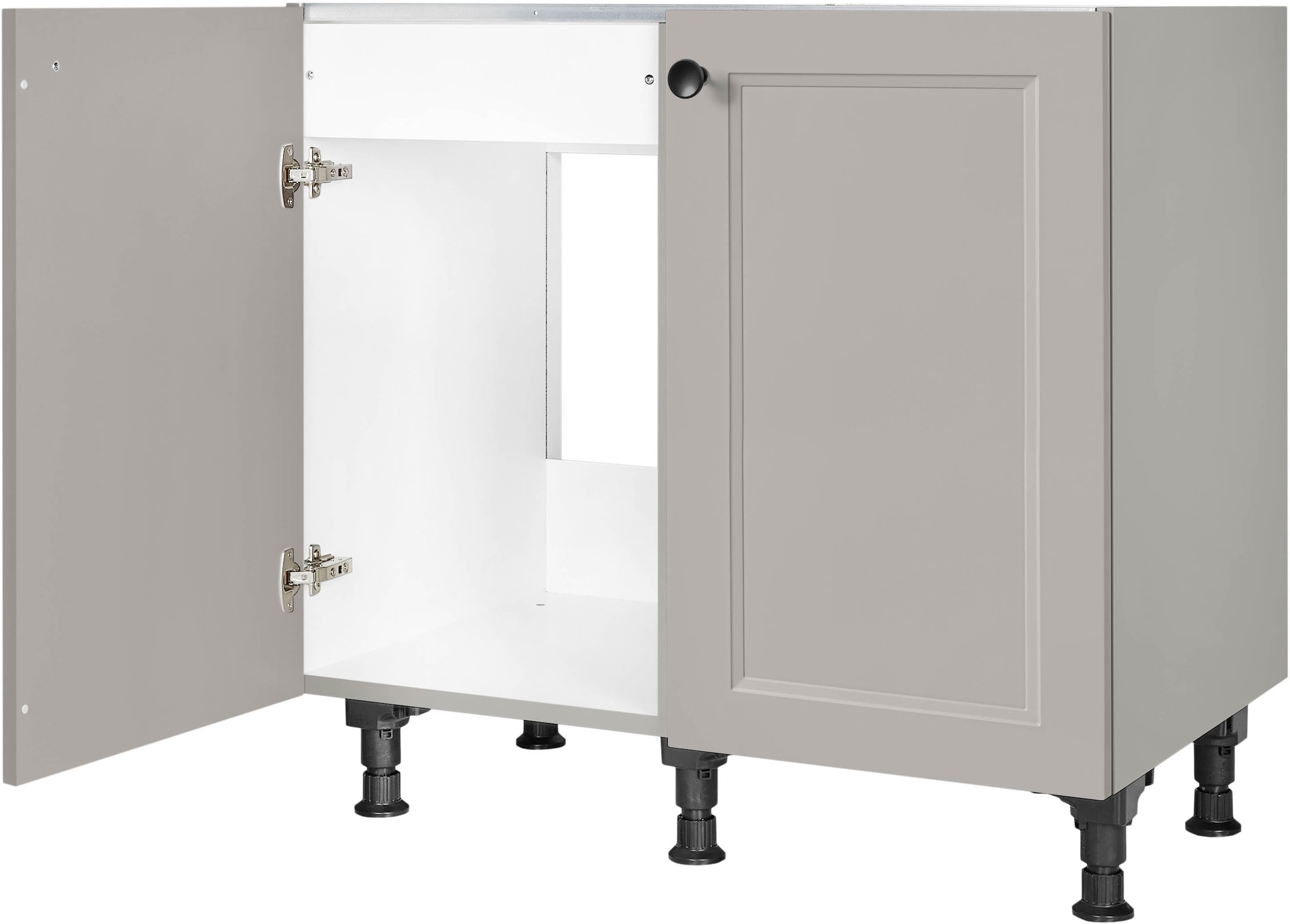 nobilia® Spülenschrank »"Cascada", vormontiert, mit höhenverstellbaren Sockelfüßen,«, Breite 90 cm