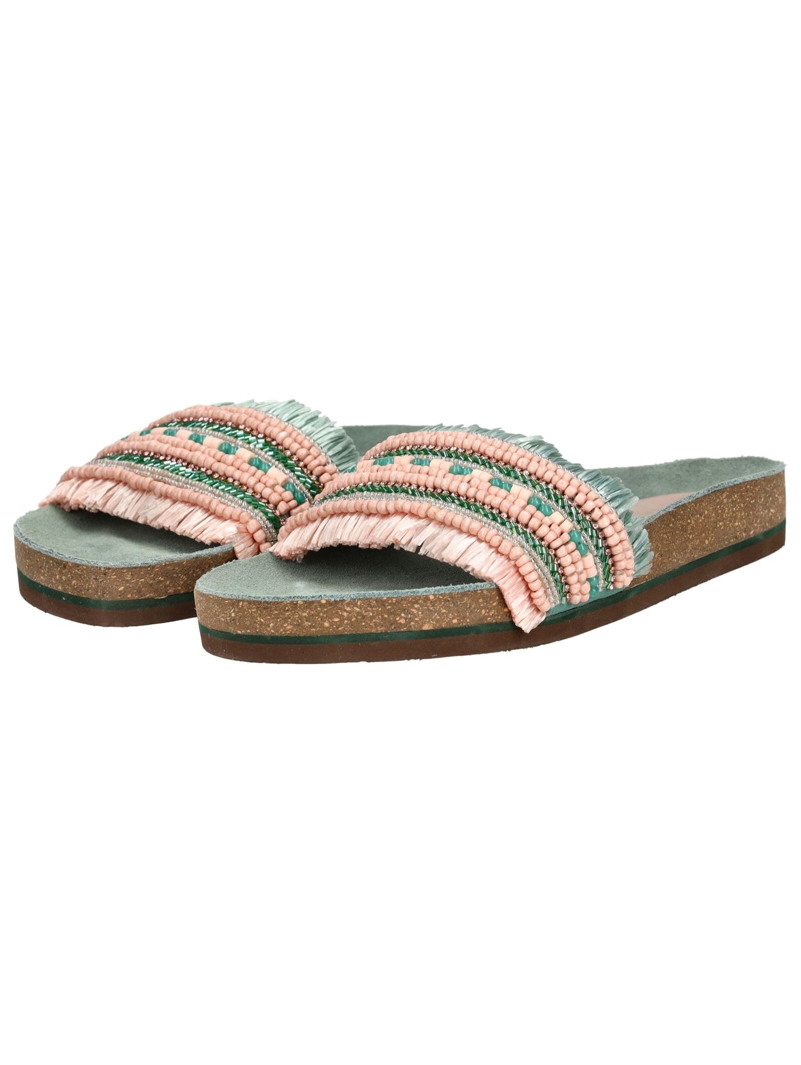 Lazamani Damen Leder Pantoletten Grün 39 3