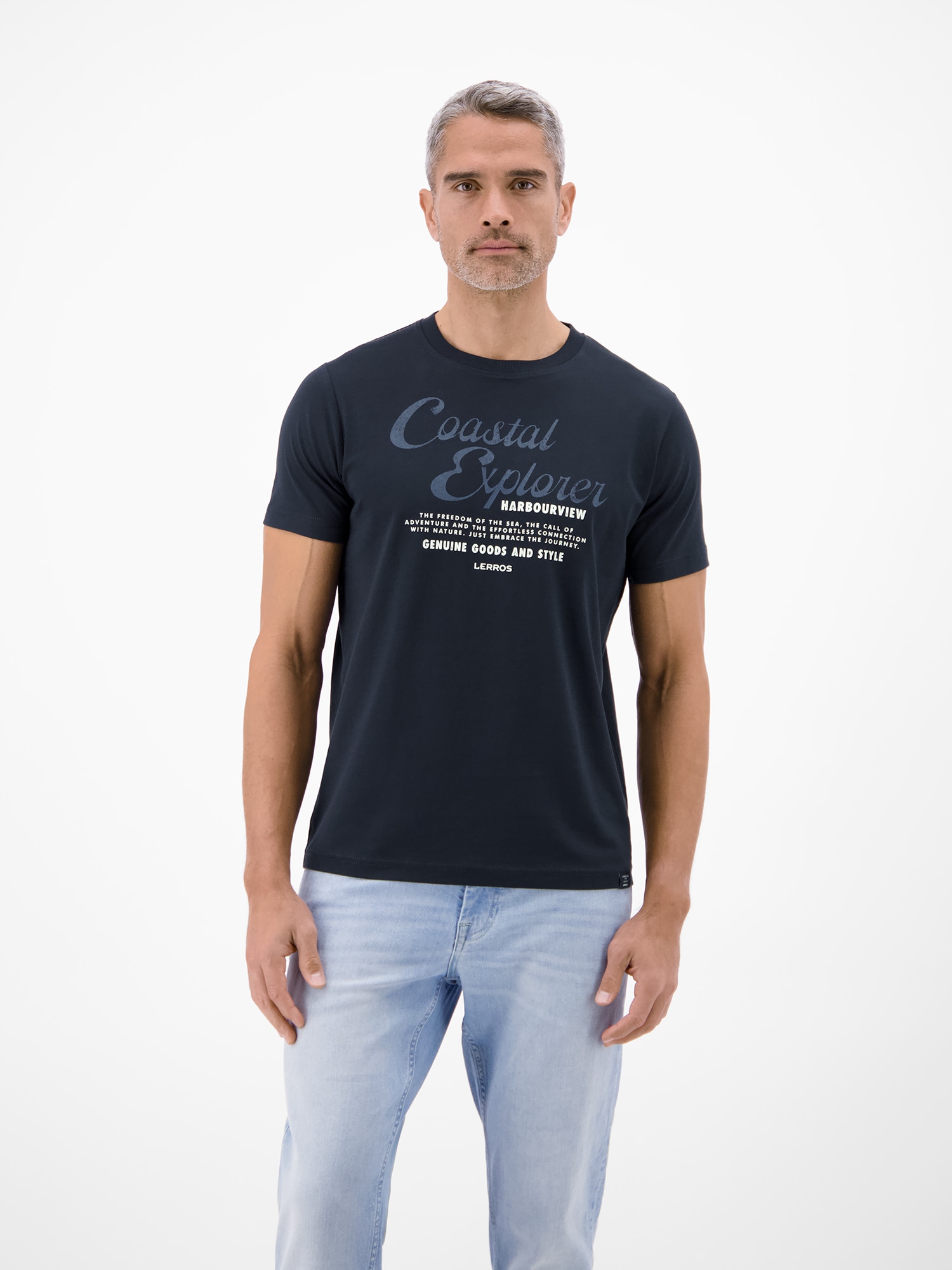 LERROS T-Shirt "T-Shirt aus 100 % Baumwolle mit Brustprint" günstig online kaufen
