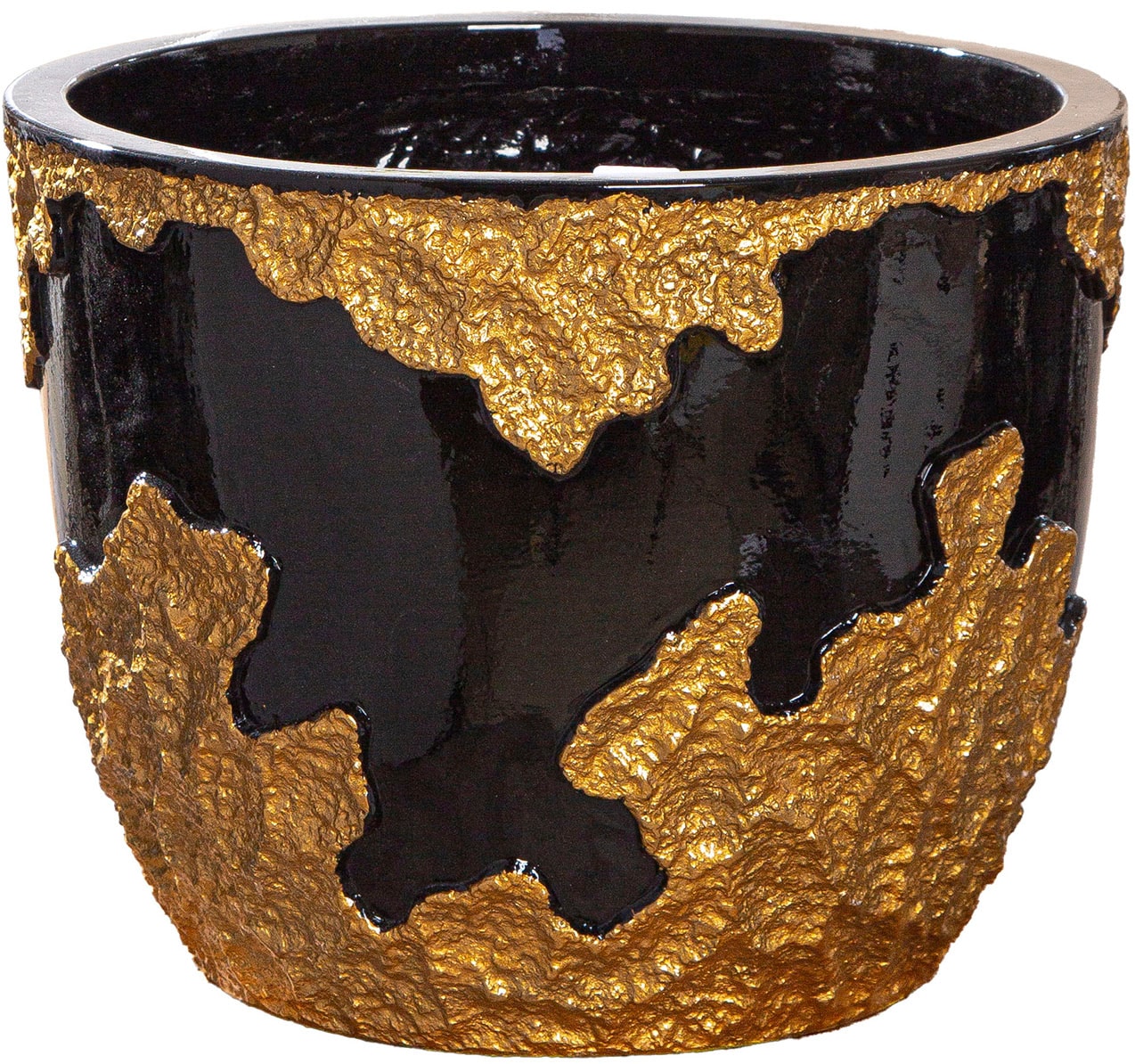 GILDE Übertopf "Übertopf rund Famosa goldfarben; schwarz", (1 St.) günstig online kaufen