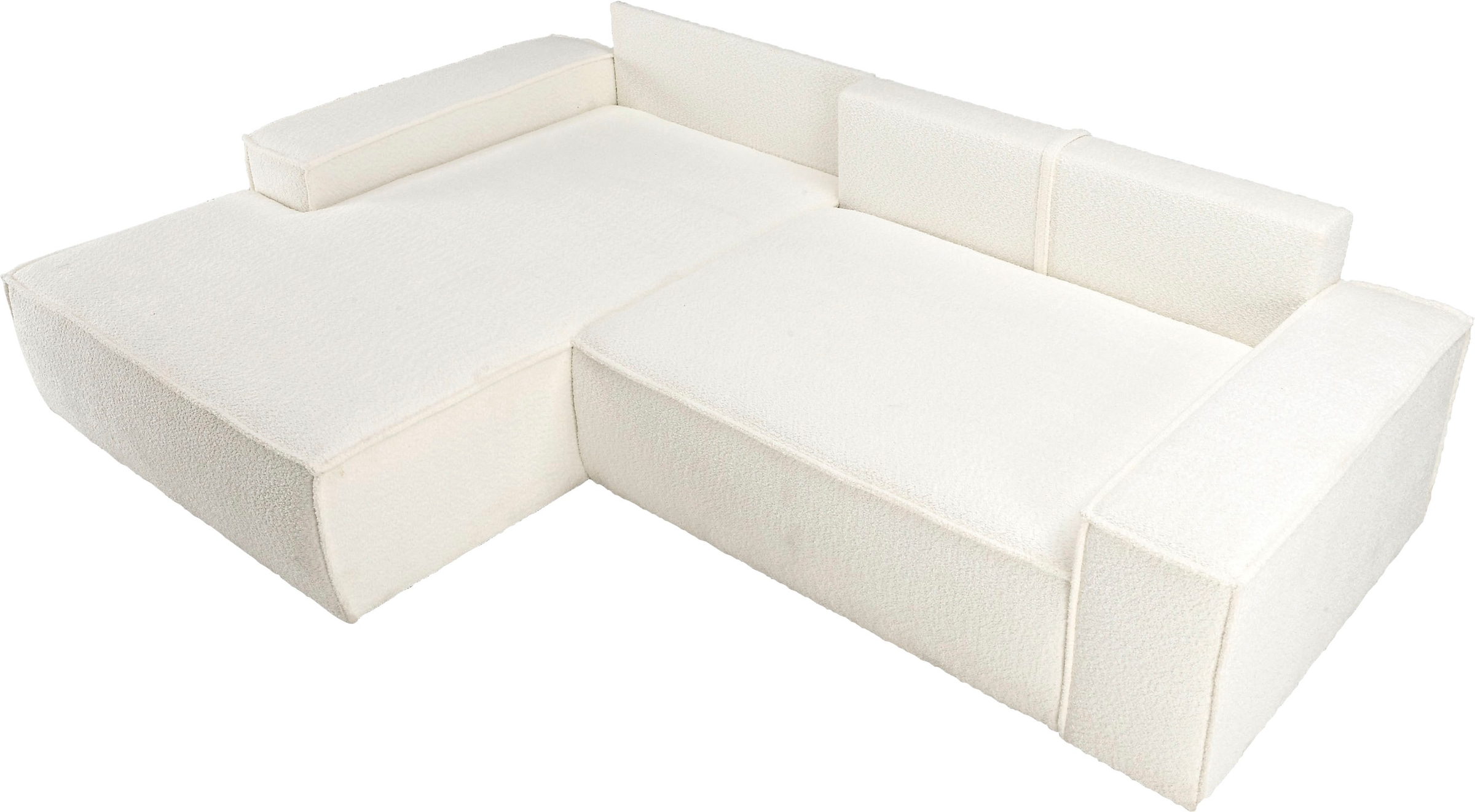 andas Ecksofa »Finnley Schlafsofa 267 cm in Bouclé, Struktur fein u. Cord, L-Form,«, Schlaffunktion m. Bettkasten (136/210 cm), Bouclé, Struktur und Cord