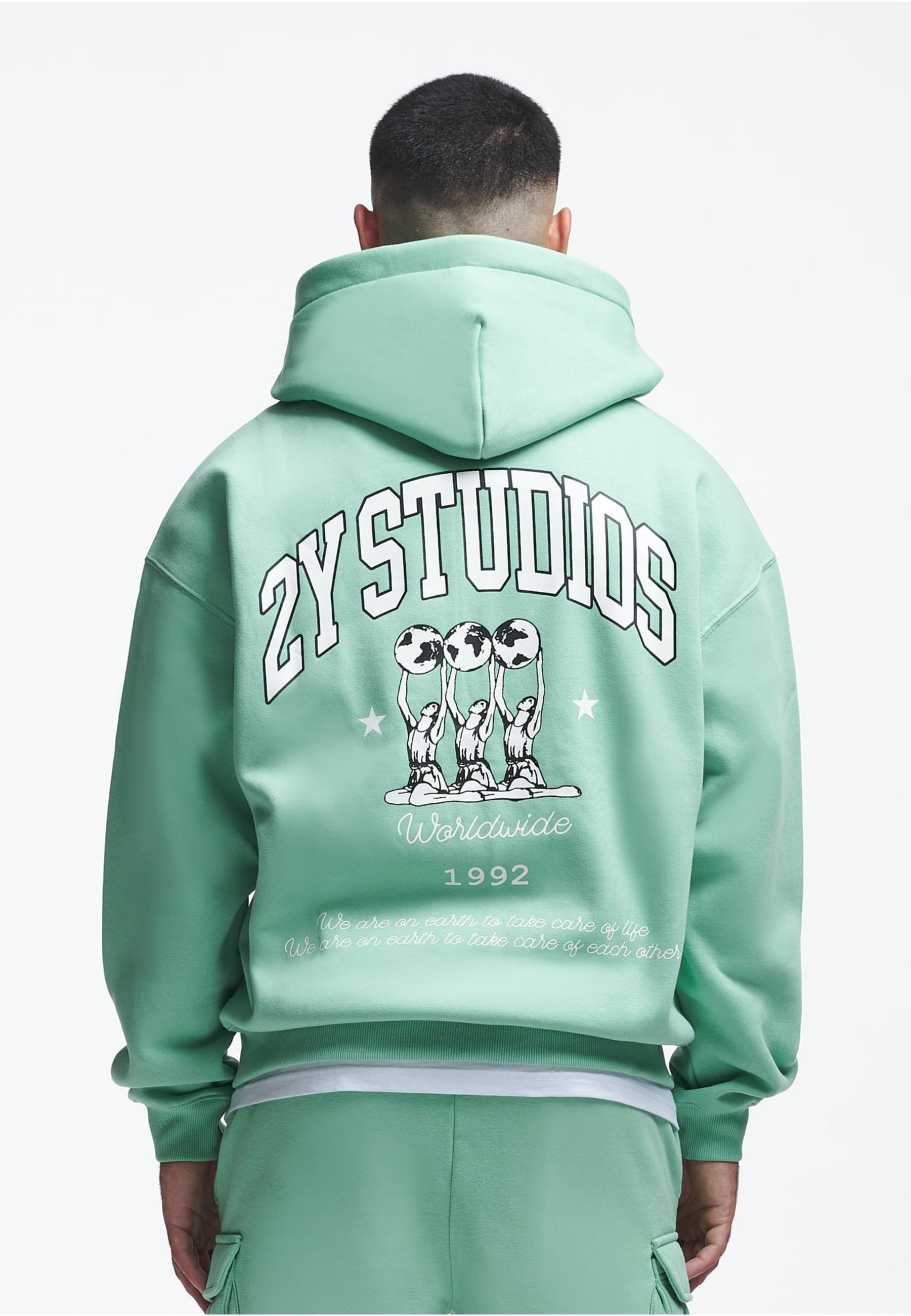 2Y Studios Sweatjacke »2Y Studios Herren 2Y Globus Oversize Zip-Hoodie«