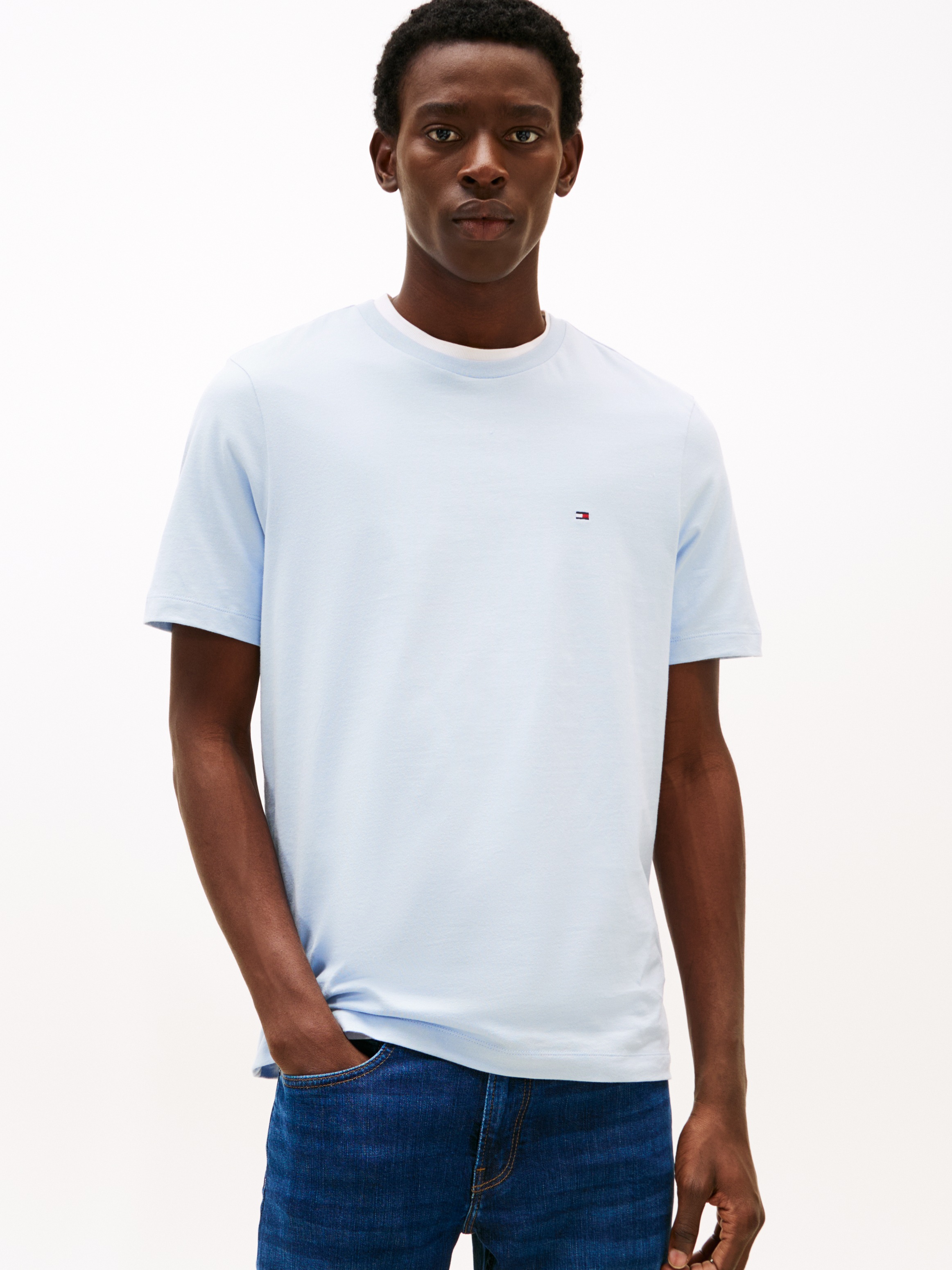 Tommy Hilfiger T-Shirt "ESSENTIAL REGULAR FIT SOLID mit Stickerei" unifarbe günstig online kaufen