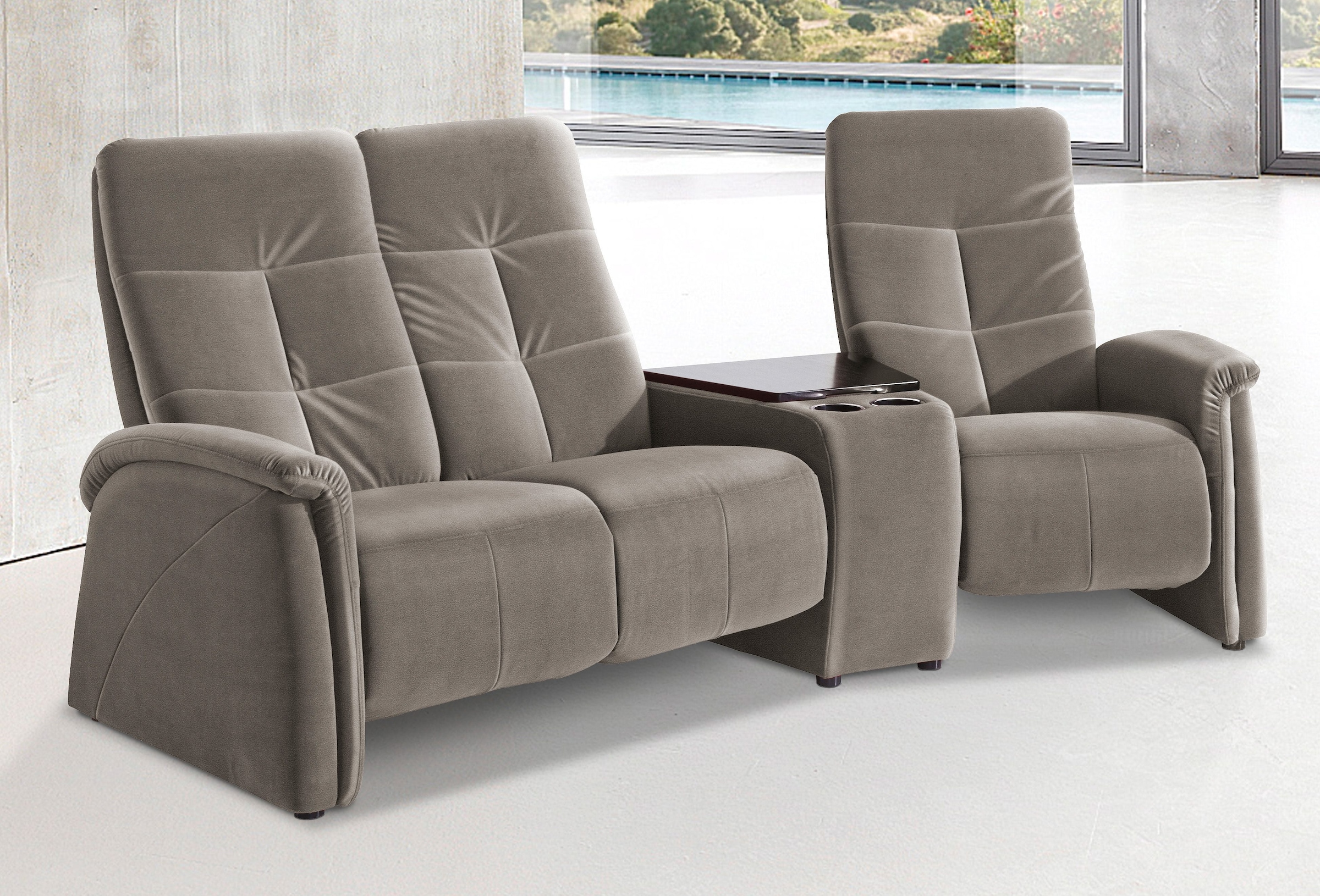 exxpo - sofa fashion 3-Sitzer "Tivoli, Kinosofa mit Tischablage und Stauraumfach, bequem", mit Relaxfunktion