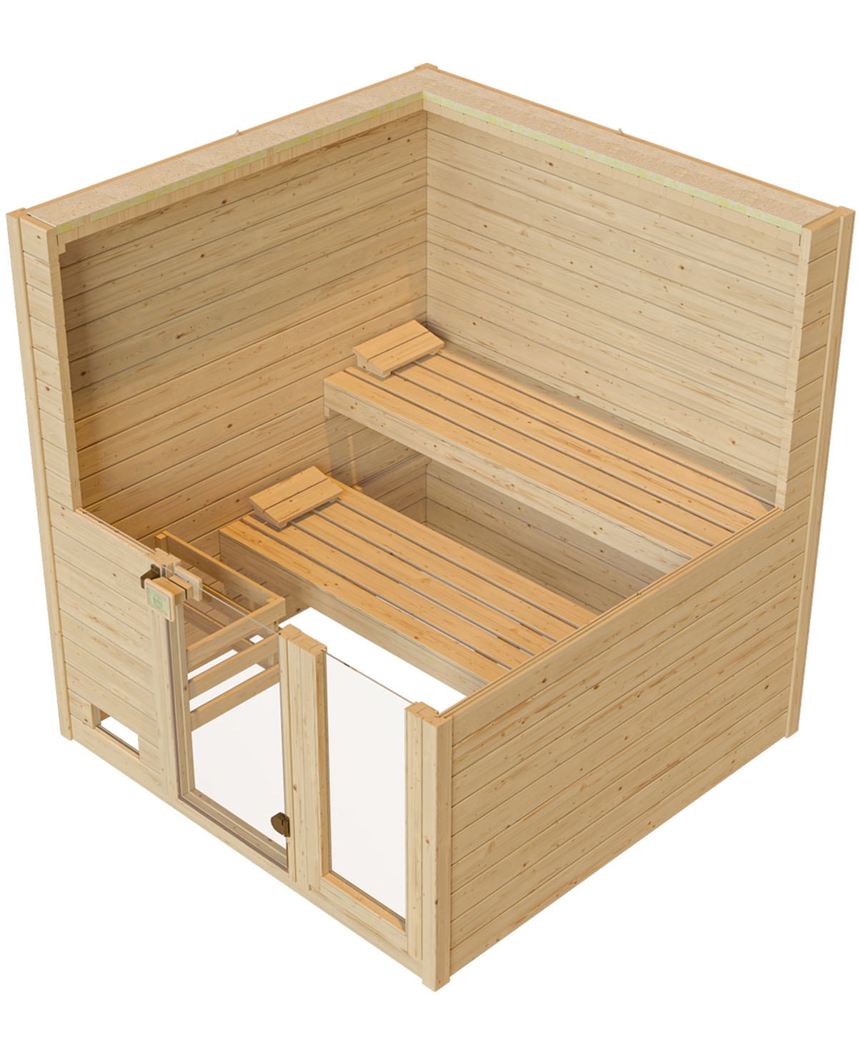 weka Sauna »Massivholzsauna VALIDA 3«, Blockbohlen, Fensterelement, moderne Ganzglastür