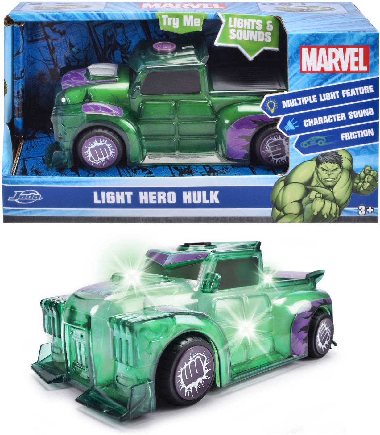 Spielzeug-Auto »Marvel Light Hero Hulk 1:32«, mit Licht und Sound