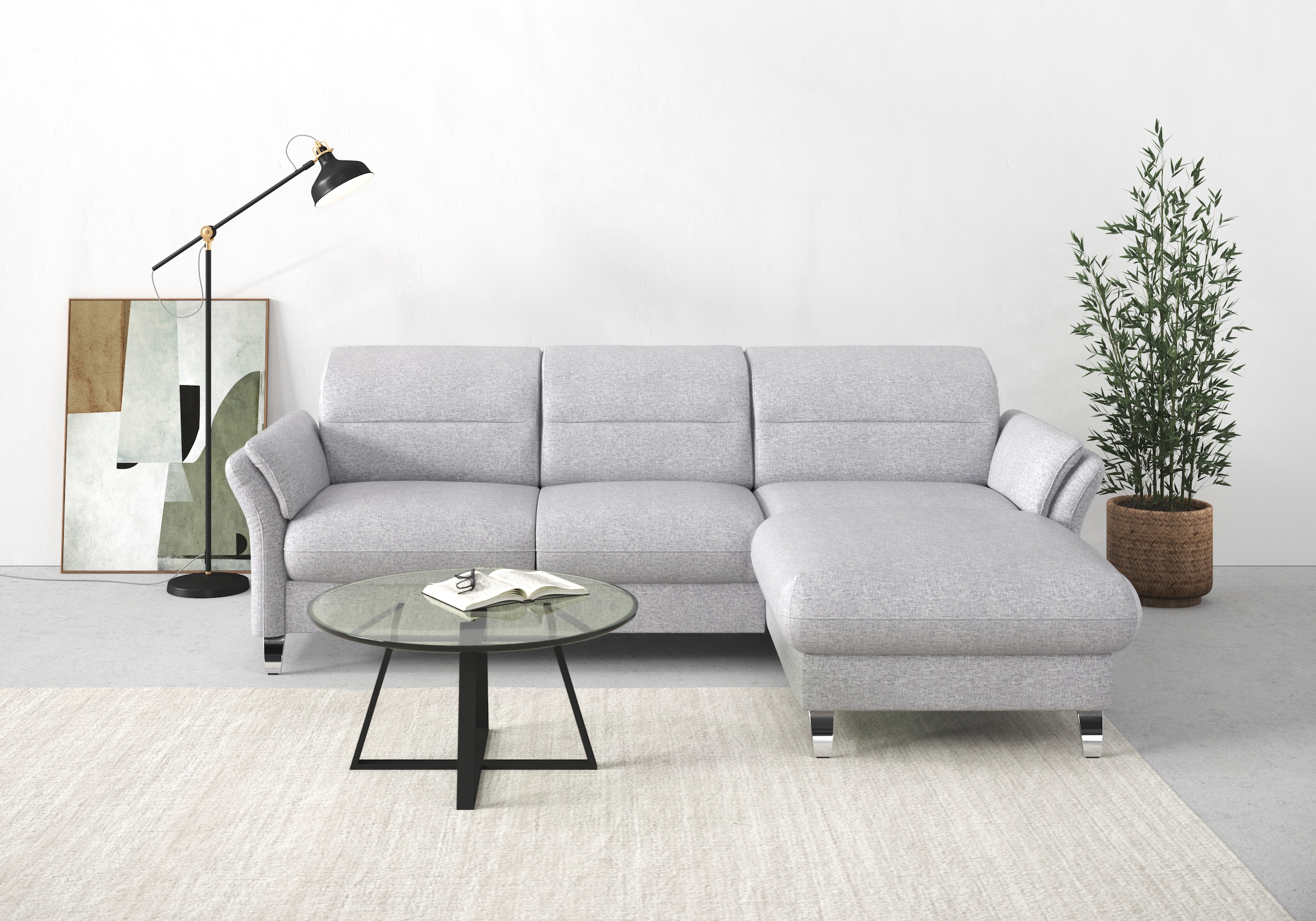sit&more Ecksofa »Grenoble L-Form mit Federkern«, wahlweise mit Bettfunktion, Bettkasten, Arm- und Kopfteilverstellung