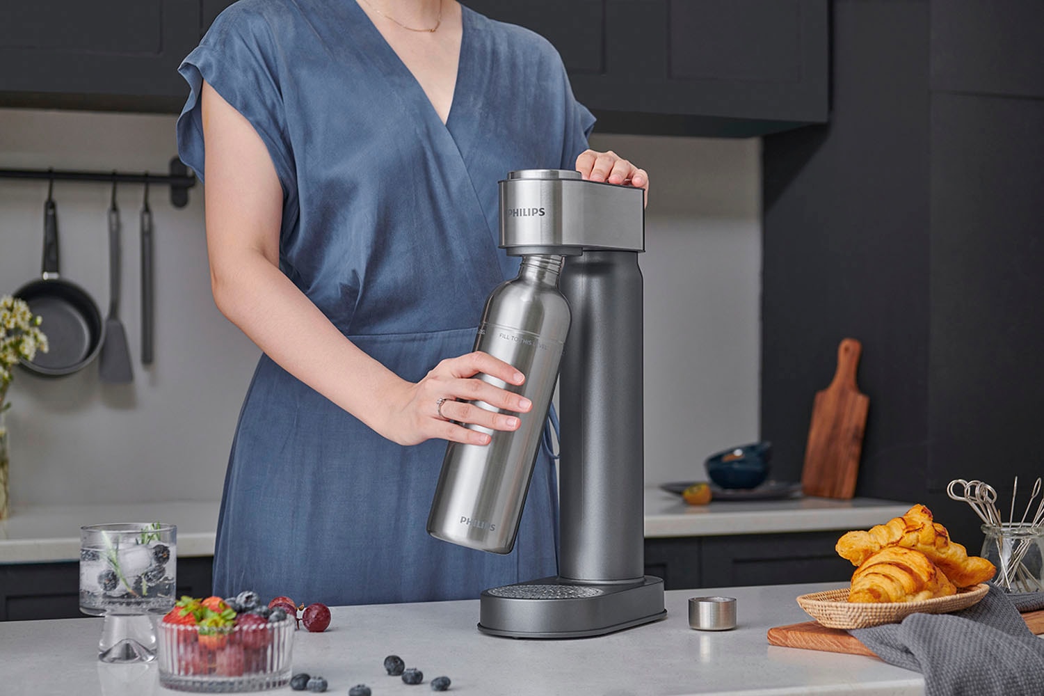 Philips Wassersprudler Flasche »GoZero Metal«, Edelstahl, spülmaschinenfest, 1 Liter