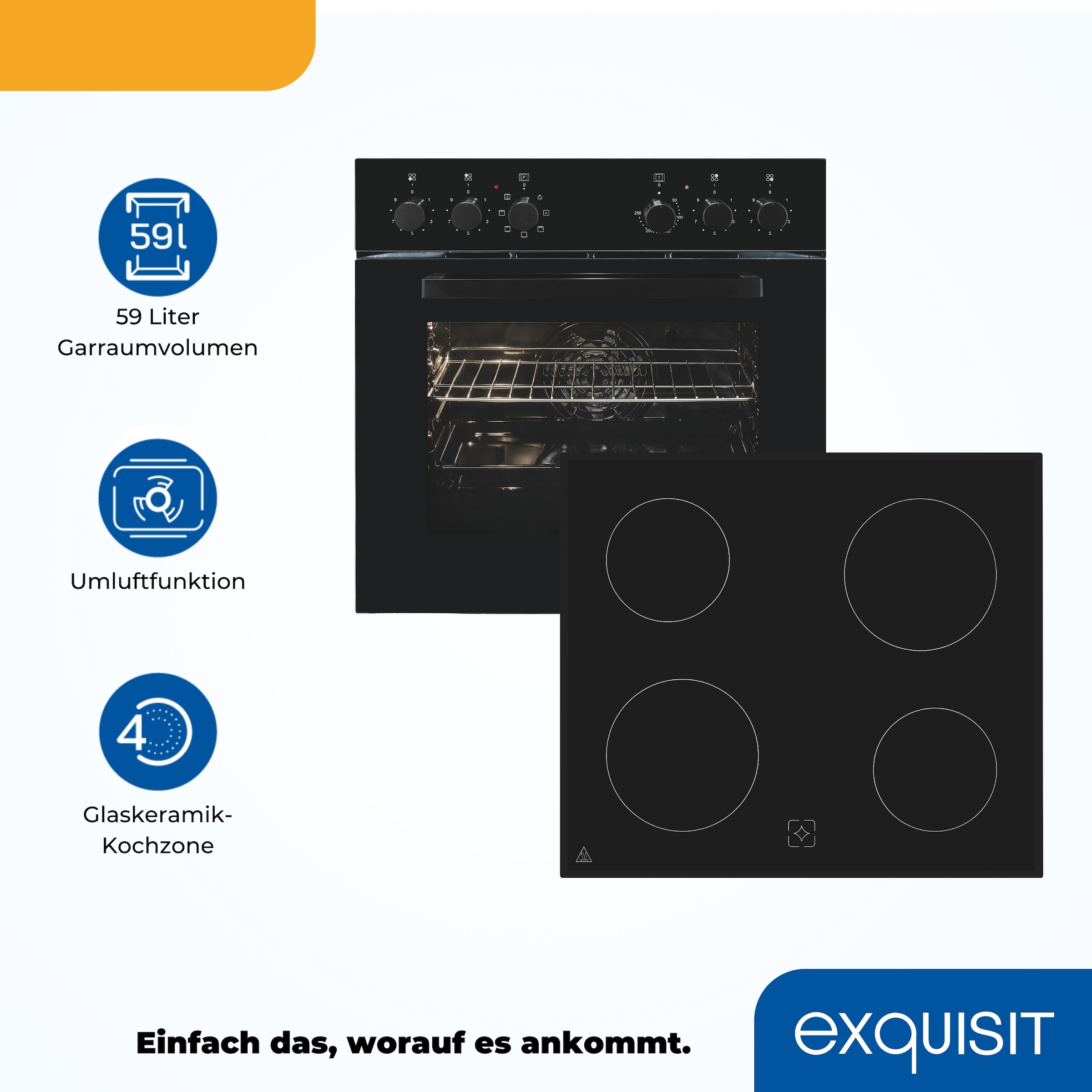 exquisit Elektro-Herd-Set »EHE256-U-020 schwarz«