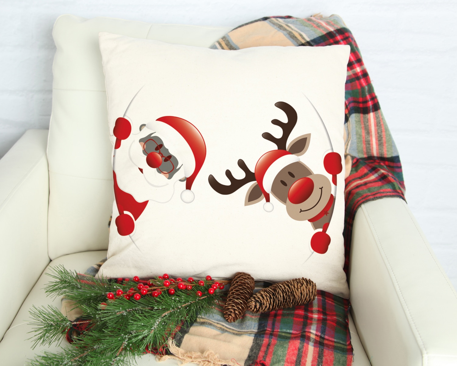 queence Dekokissen »Santa«, Kissenhülle,Weihnachtsmann,Rentier,Weihnachten,Festlich,Winterlich