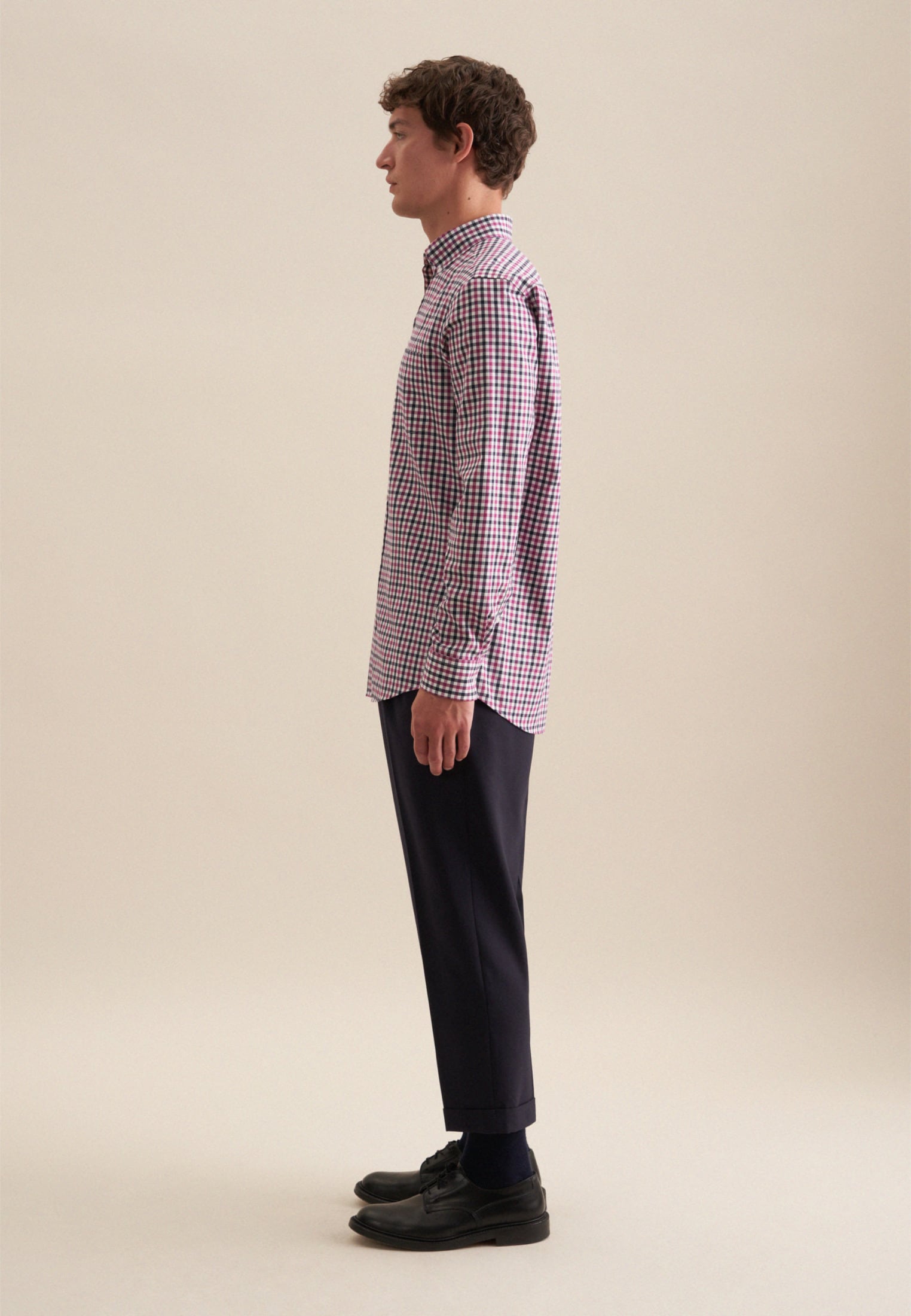 seidensticker Flanellhemd »Comfort«, Comfort Langarm Button-Down-Kragen Karo