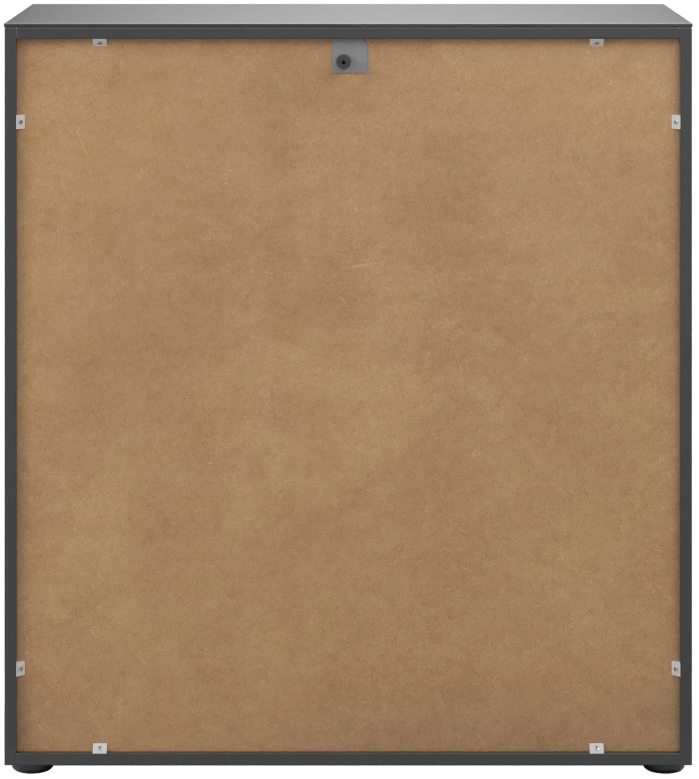 Manjana Möbel Kommode »mit Chrom oder Schwarz matten Metallgriffen & Glasfront, Soft-Close« melaminbeschichteter Korpus, mit Vollauszug, Made in Germany