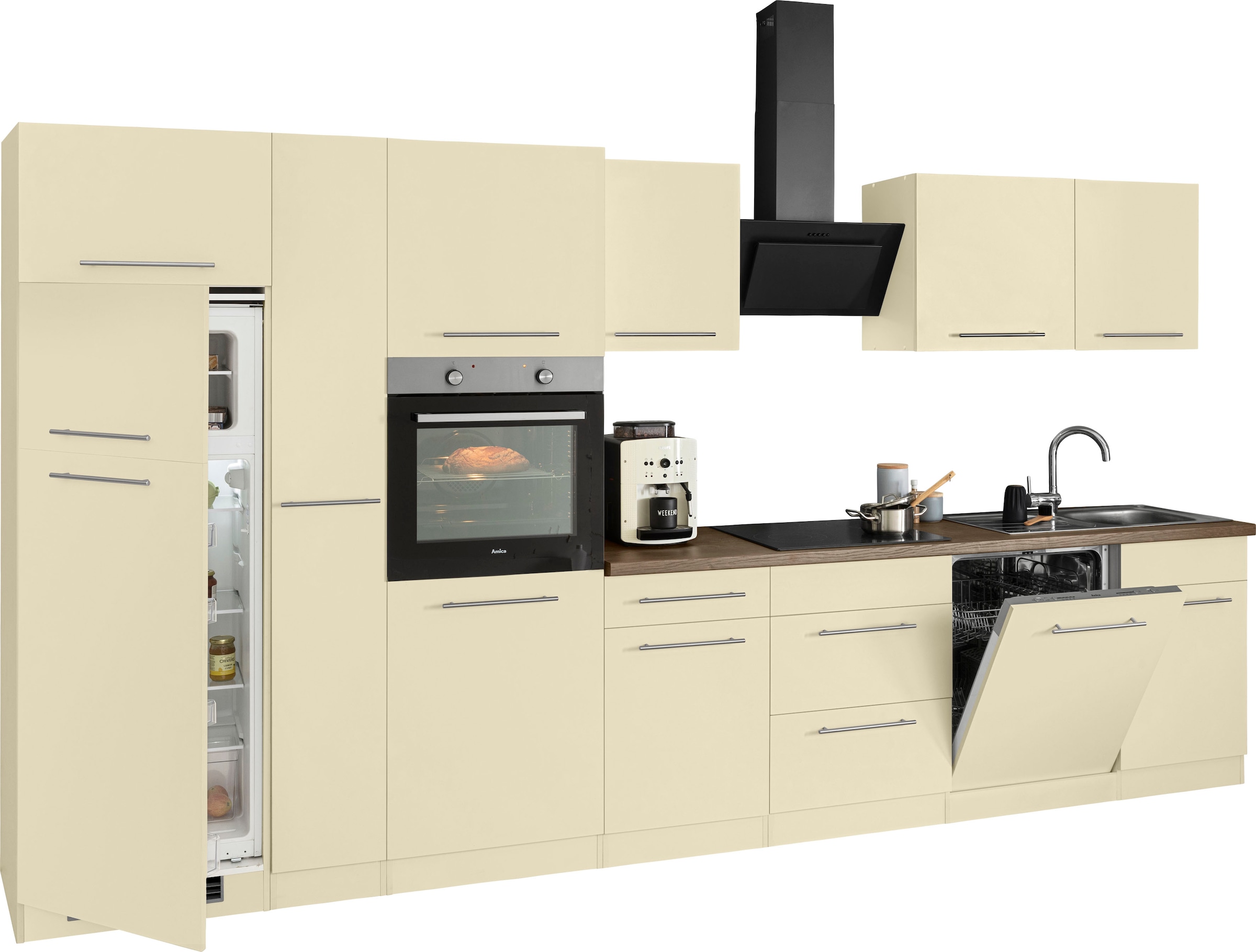 wiho Küchen Küchenzeile »Unna«, mit E-Geräten, Breite 370 cm