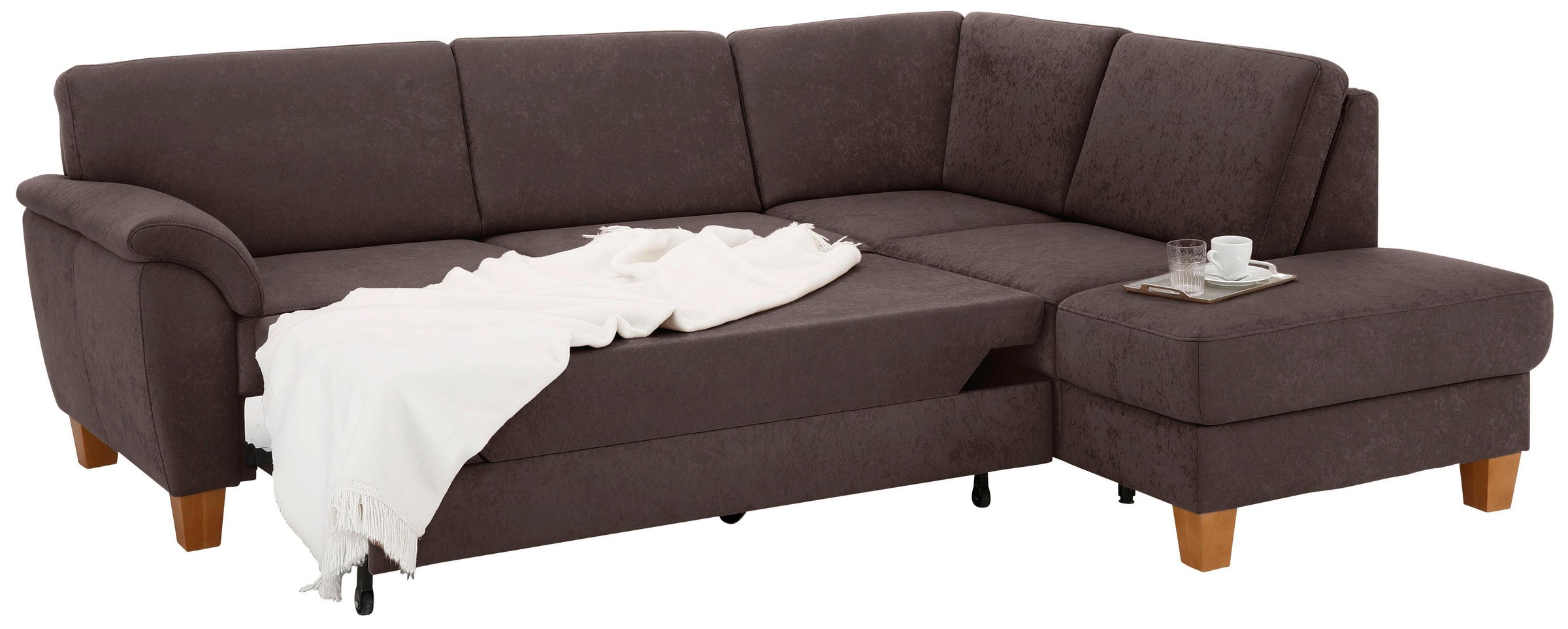 Home affaire Ecksofa »Alta L-Form«, mit Federkern und Kontrastnaht, Füße Buche eichefarben