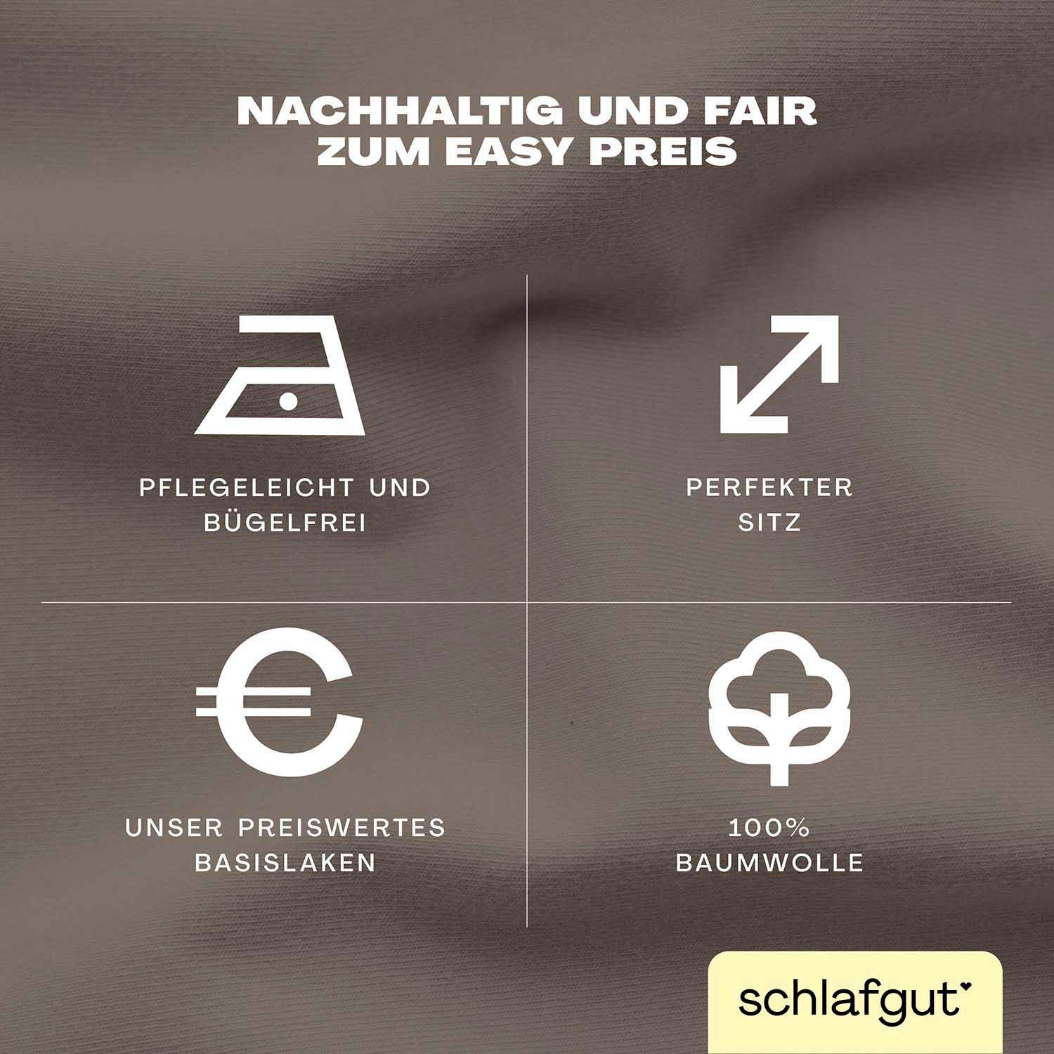 Thumbnail - Schlafgut Spannbettlaken "EASY aus 100% Baumwolle, weich & saugfähig, Marken-Bettlaken" für Matratzen bis 22 cm Höhe, in...