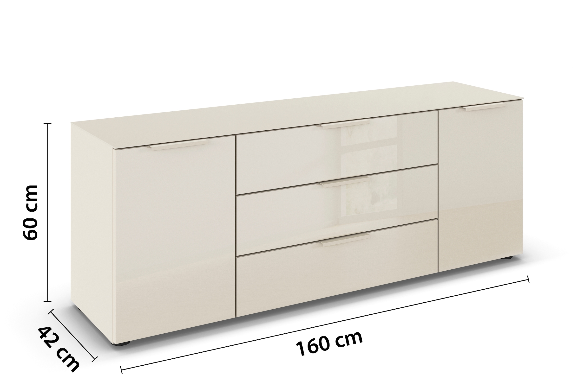rauch Kombikommode »Kommode Türkommode Sideboard Kombikommode FLIPP mit Glasfront«, (Breite 160 cm mit 2 Einlegeböden), 2-türig, 3 Schubladen, Soft-Close-Funktion, Oberboden und Front Glas