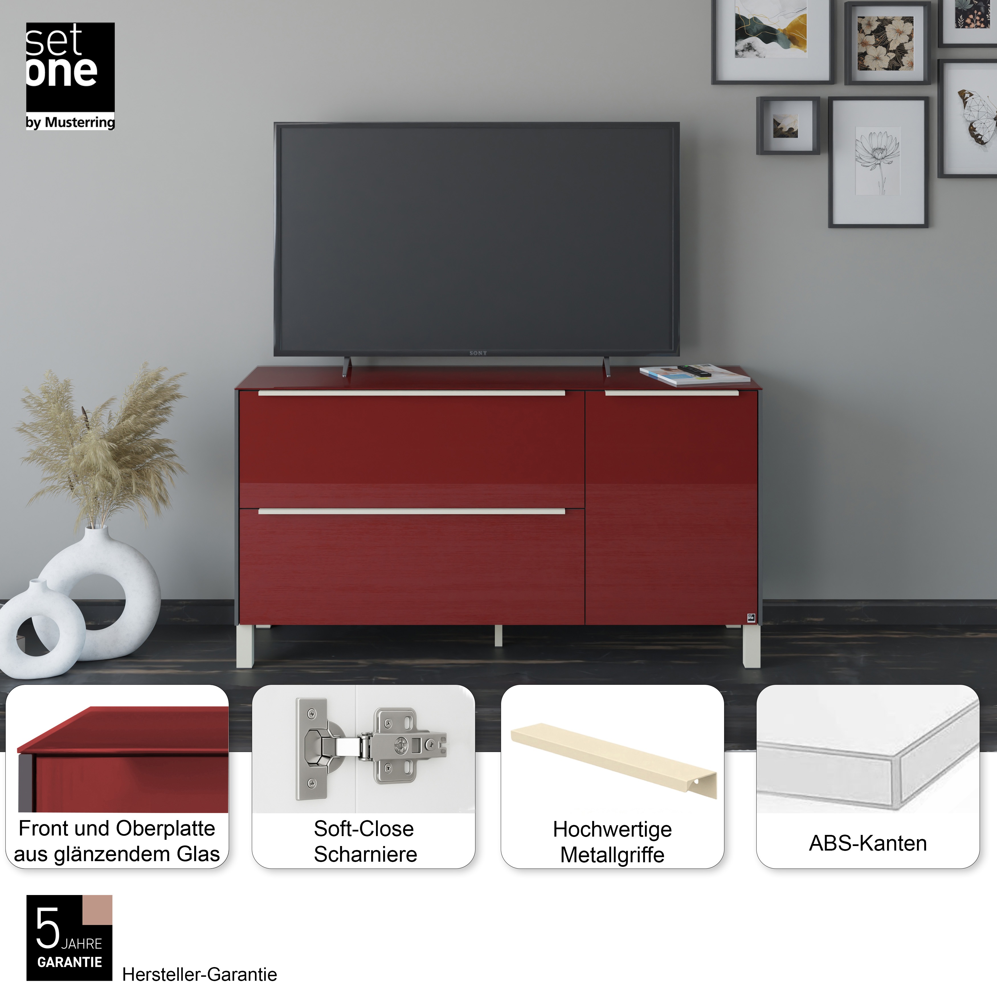 Thumbnail - set one by Musterring Lowboard "Reno" 1 Stk. tlg. Mit Vierkantfuß in diversen Farben, 75 cm Höhe & Farbauswahl