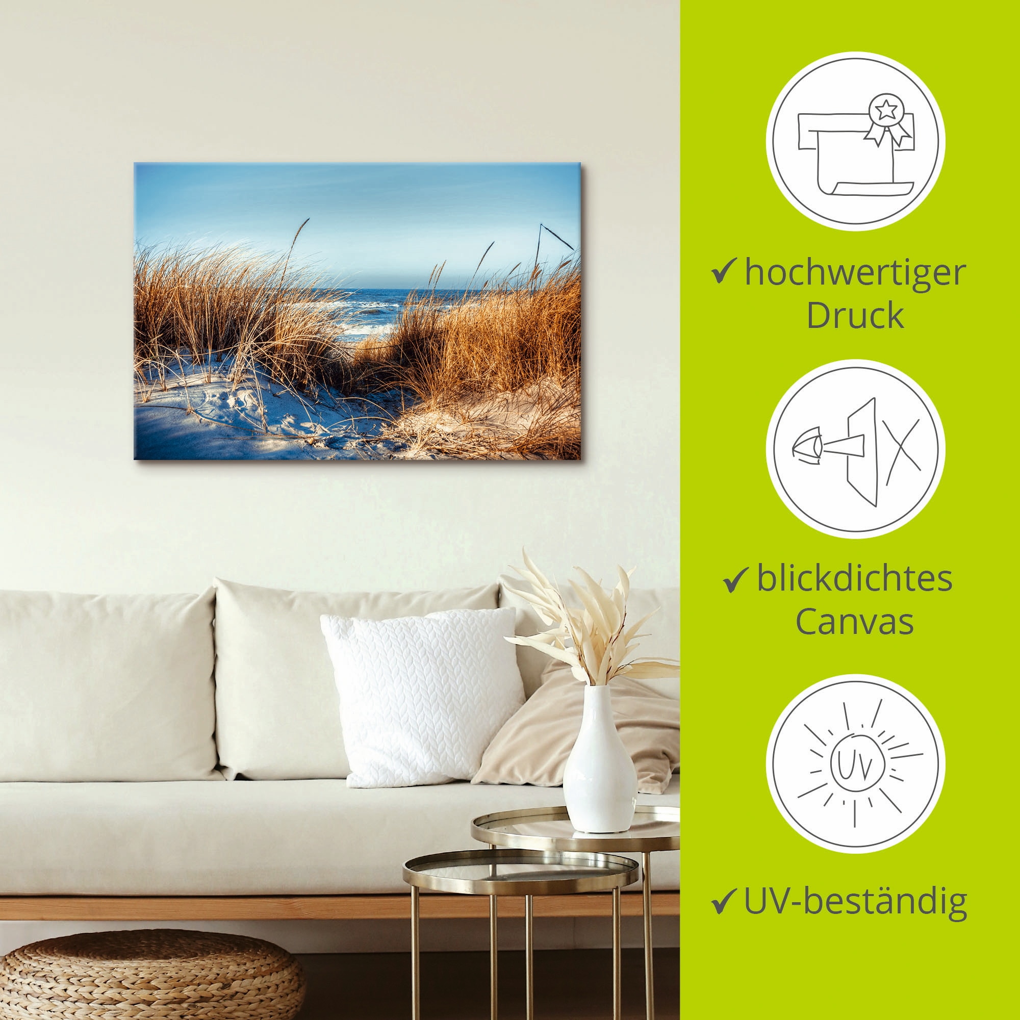 Artland Wandbild »Am Strand«, Strand, (1 St.), als Leinwandbild, Poster in verschied. Größen