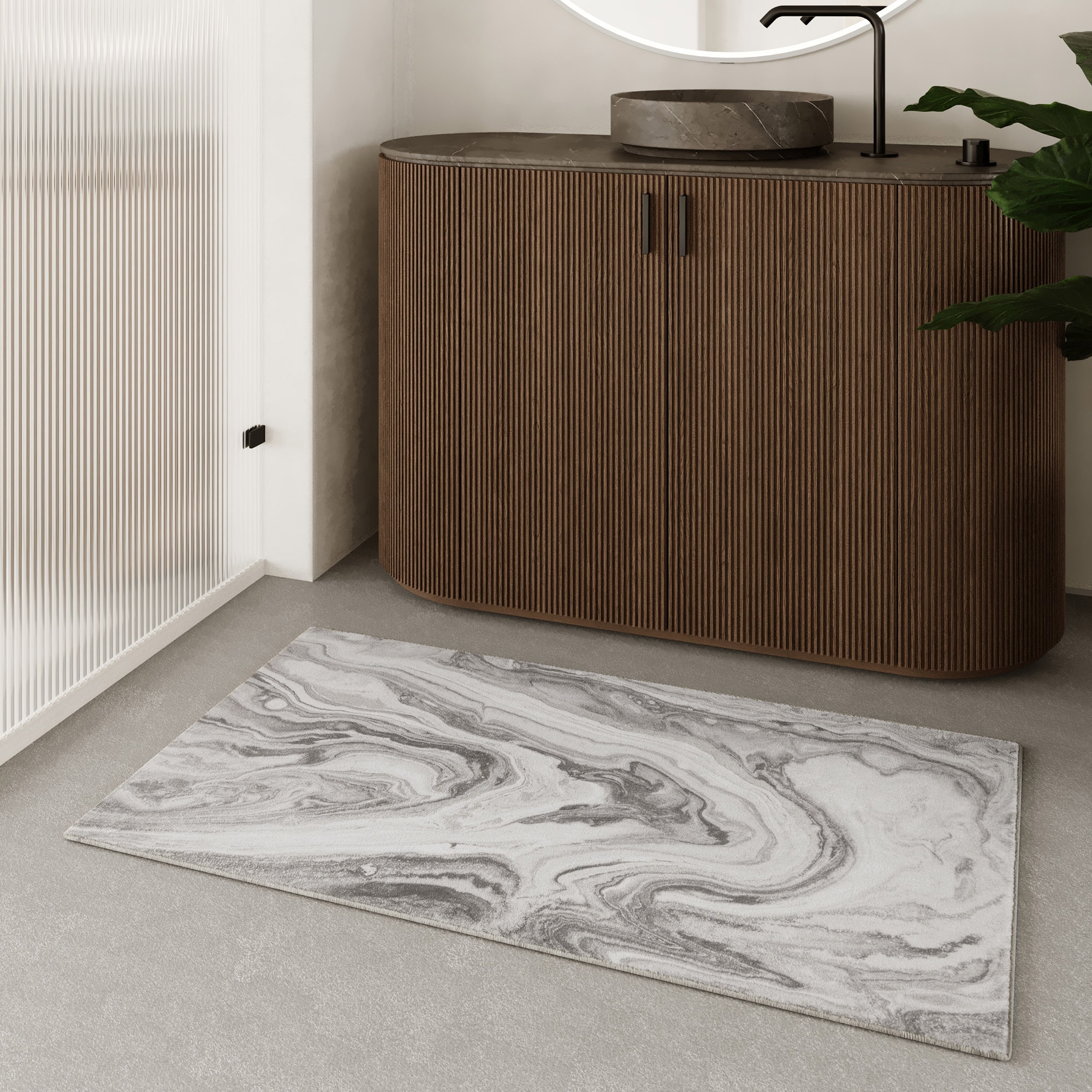 Wecon home Badematte »Jani«, Marmor Design, waschbar, rutschfest, schnell trocknend, Badteppich