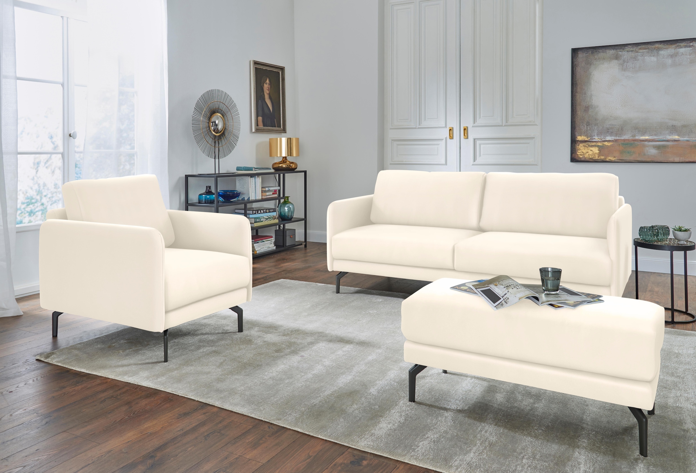 hülsta sofa Sessel »hs.450«, Armlehne sehr schmal, Breite 70 cm, Alugussfuß  Umbragrau | BAUR