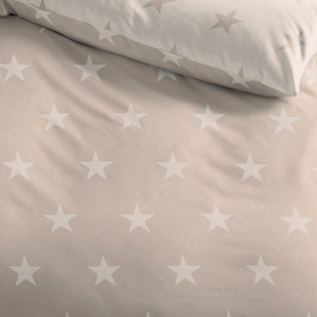 BETTWARENSHOP Wendebettwäsche »Stars in Biber (Flanell) Qualität, 100% Baumwolle, Bett- und Kopfkissenbezug mit Reißverschluss, wärmende Winterbettwäsche, ganzjährig einsetzbar«, (2 tlg.)