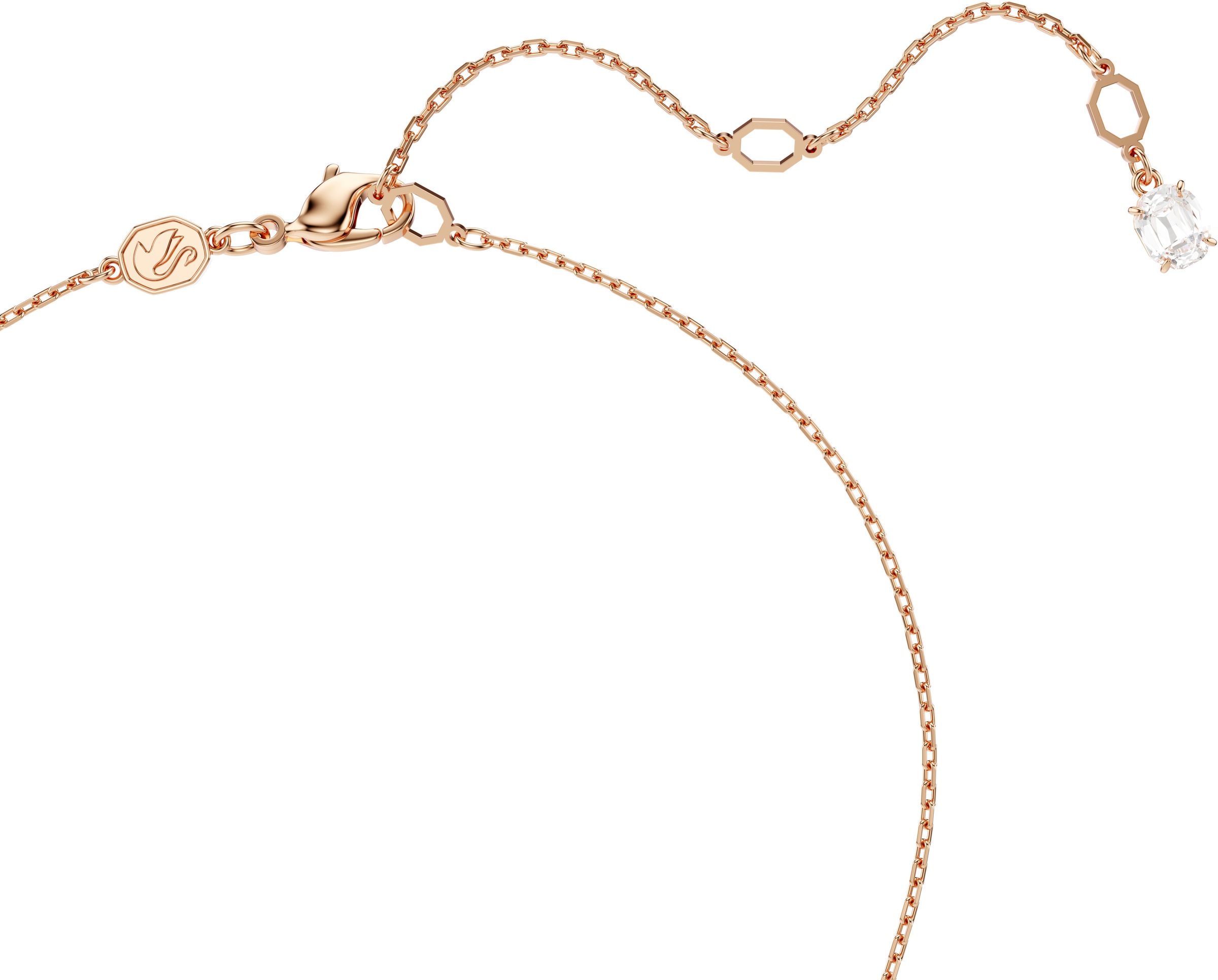 Kette mit Anhänger SWAROVSKI "Schmuck Geschenk Hyperbola Halskette", rosa (roségoldfarben, kristallweiß), Halsketten, Damen, Metall, L: 45, mit Swarovski Kristall 4