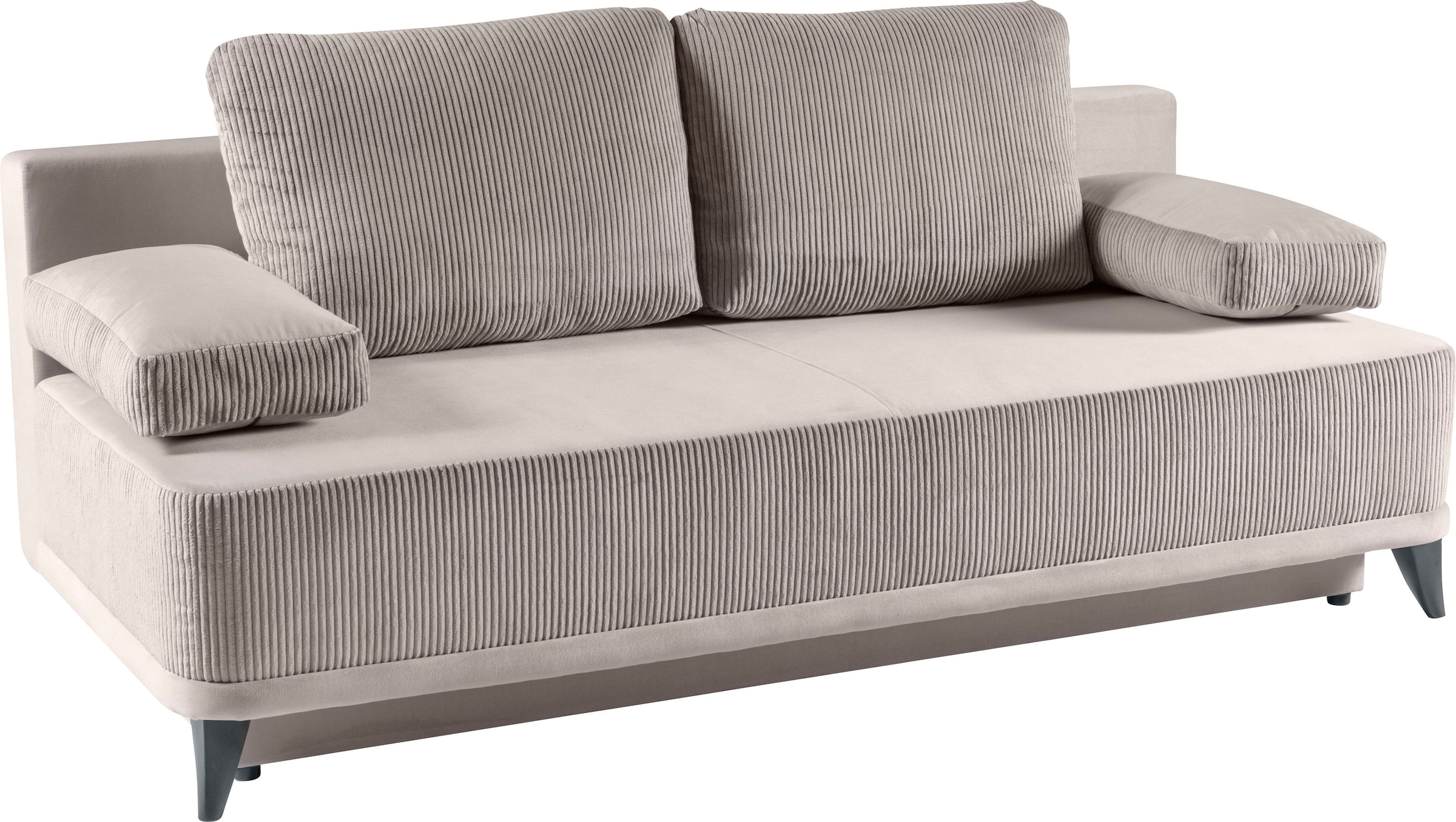 WERK2 Schlafsofa »Rosso Federkern, Bettkasten, Bettfunktion, Komfortsitzhöhe 45cm« Cord, Schlaffunktion, Bettkasten