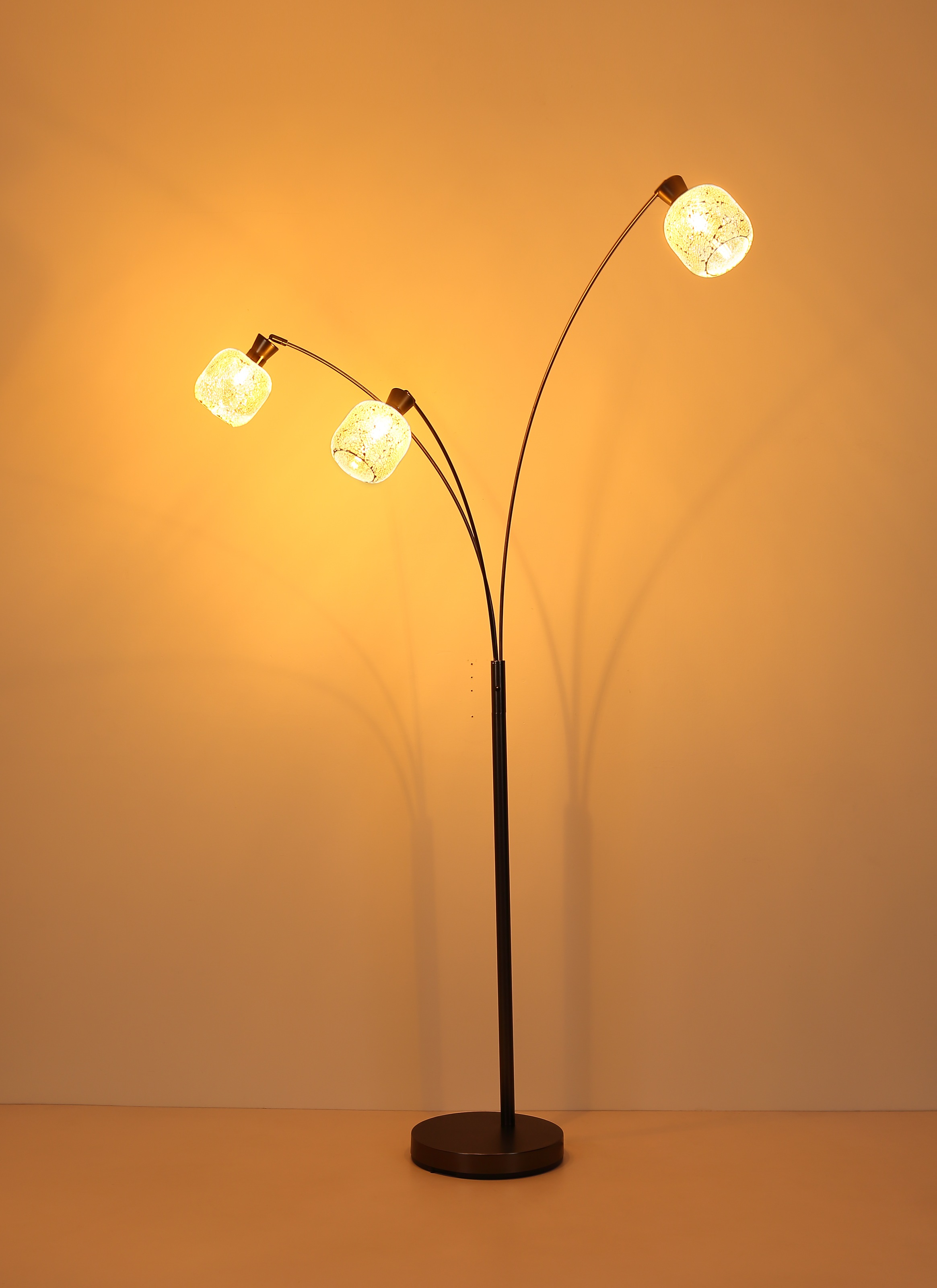 GLOBO LIGHTING Stehlampe »BROKANA« E14 1 Stk. Schwarz-chrome Stehleuchte mit Mosaikglas und Wippschalter