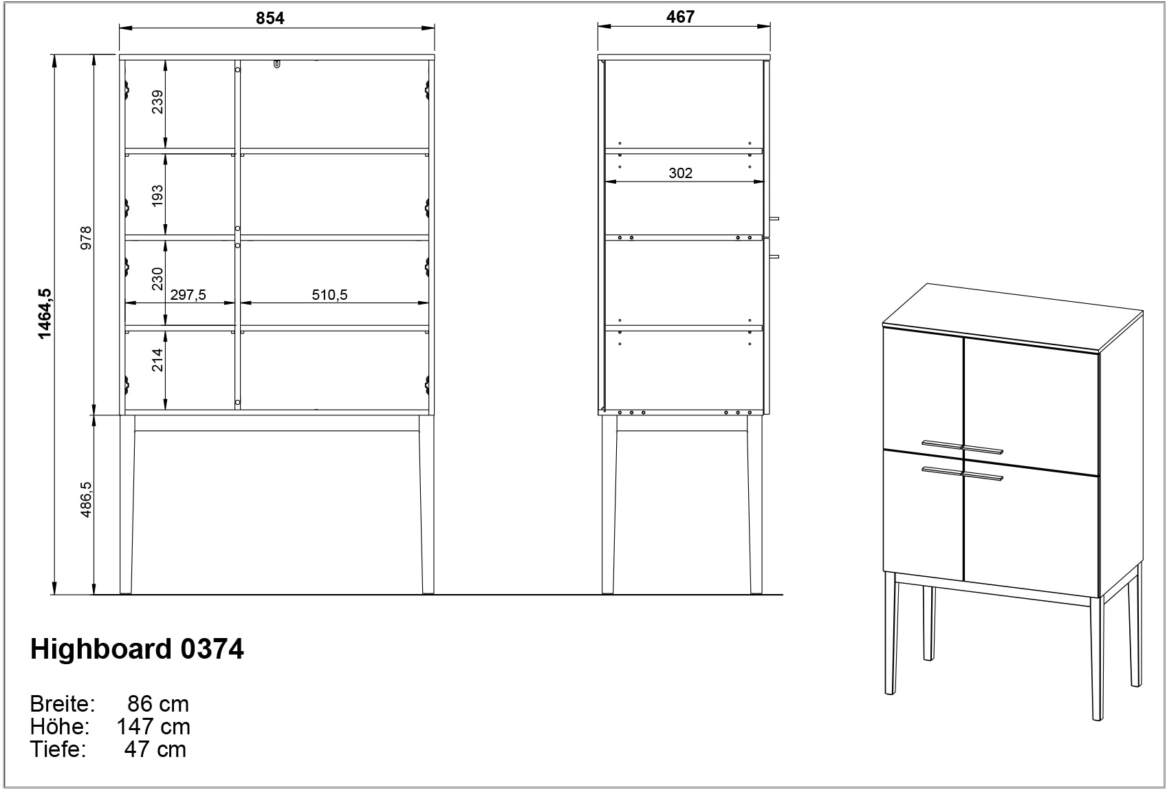 GERMANIA Highboard, mit Türdämpfung