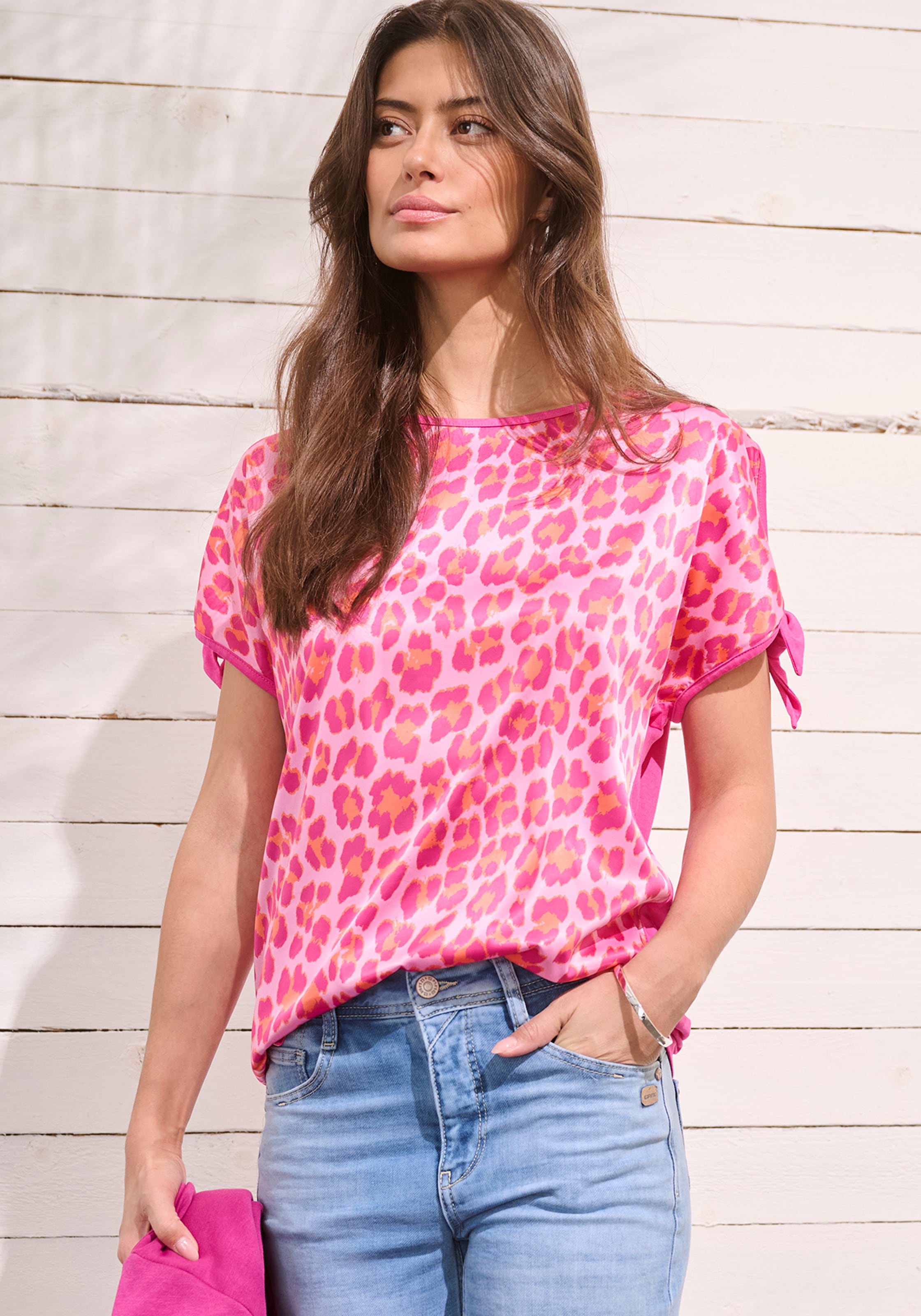 Laura Scott Shirtbluse mit Leoparden_Druck & Bindeband