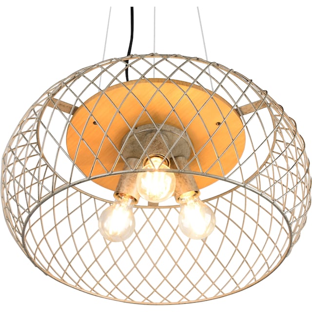 TRIO Leuchten Pendelleuchte »Tamil«, 3 flammig-flammig, Hängelampe  höhenverstellbar, exkl 3x E27 max 40W, Metallschirm + Holz | BAUR