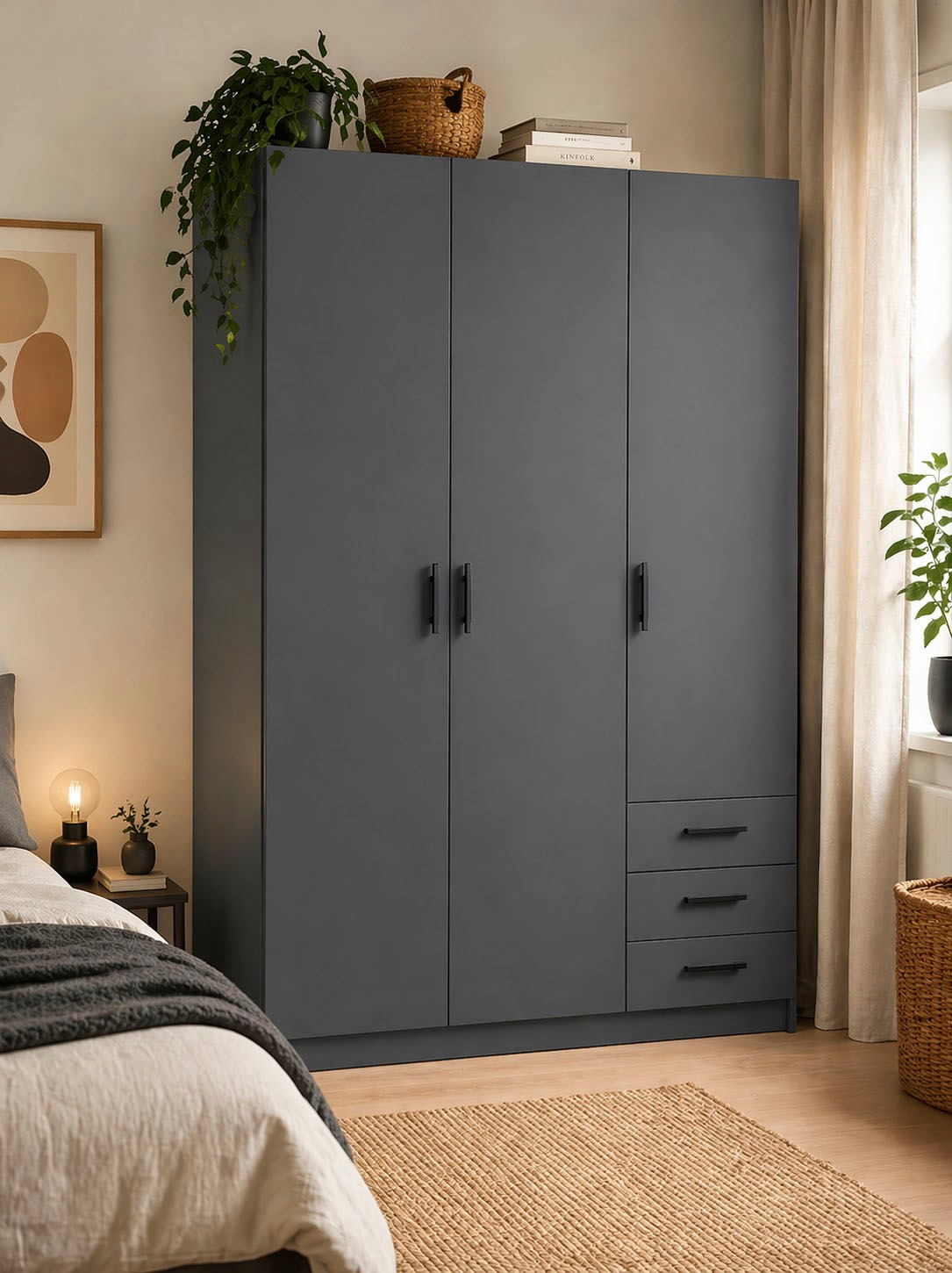 Home affaire Kleiderschrank "Sprint, viel Stauraum, robuste Qualität, 3 Breiten 98, 147, 195 cm" Breite 98,5/147 oder 195,5 cm, je mit Einlegeböden und Kleiderstange