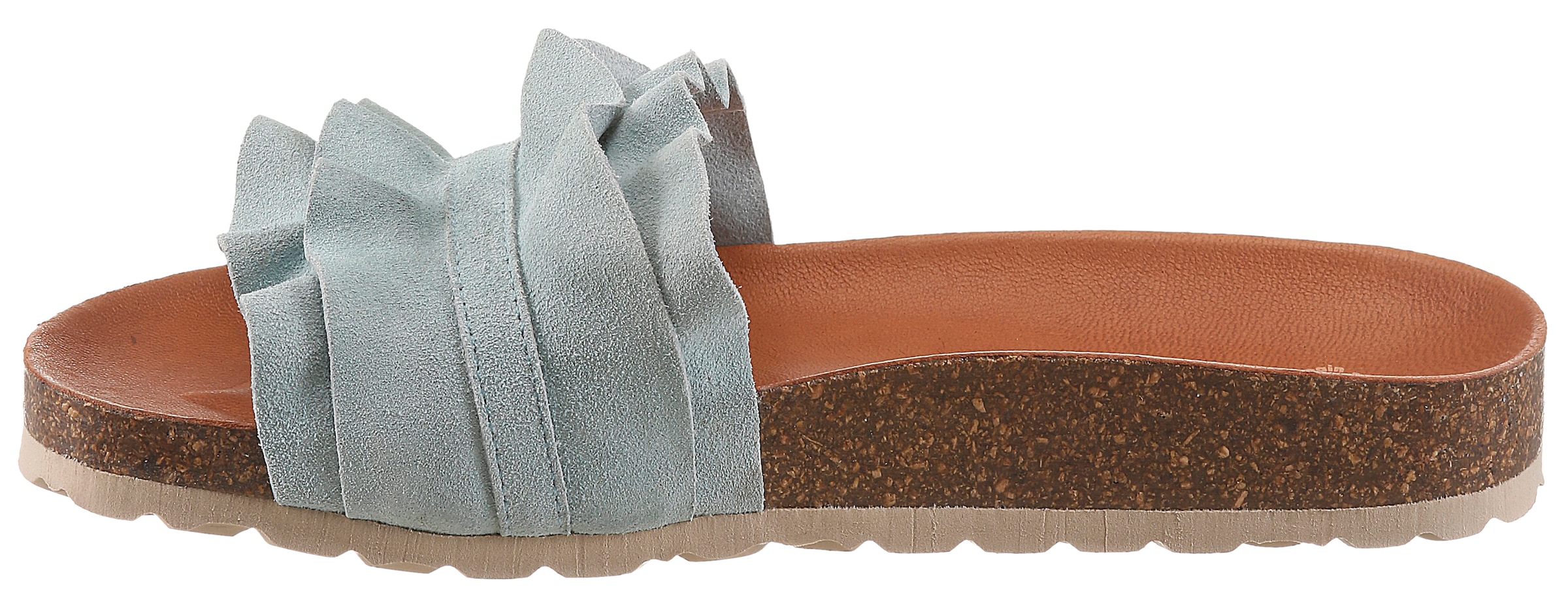 VERBENAS Pantolette »Rocio Roda«  Sommerschuh, Flat mit geschwungenen Laschenstoff