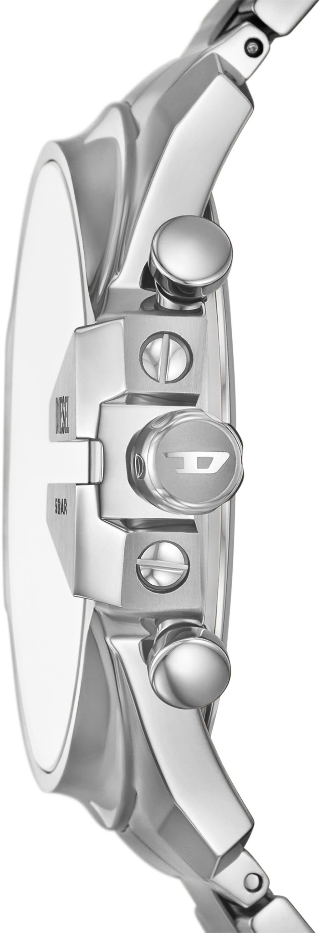 Diesel Chronograph »MEGA CHIEF SLIM«, Quarzuhr, Armbanduhr, Herrenuhr, Edelstahlarmband, analog, Tag