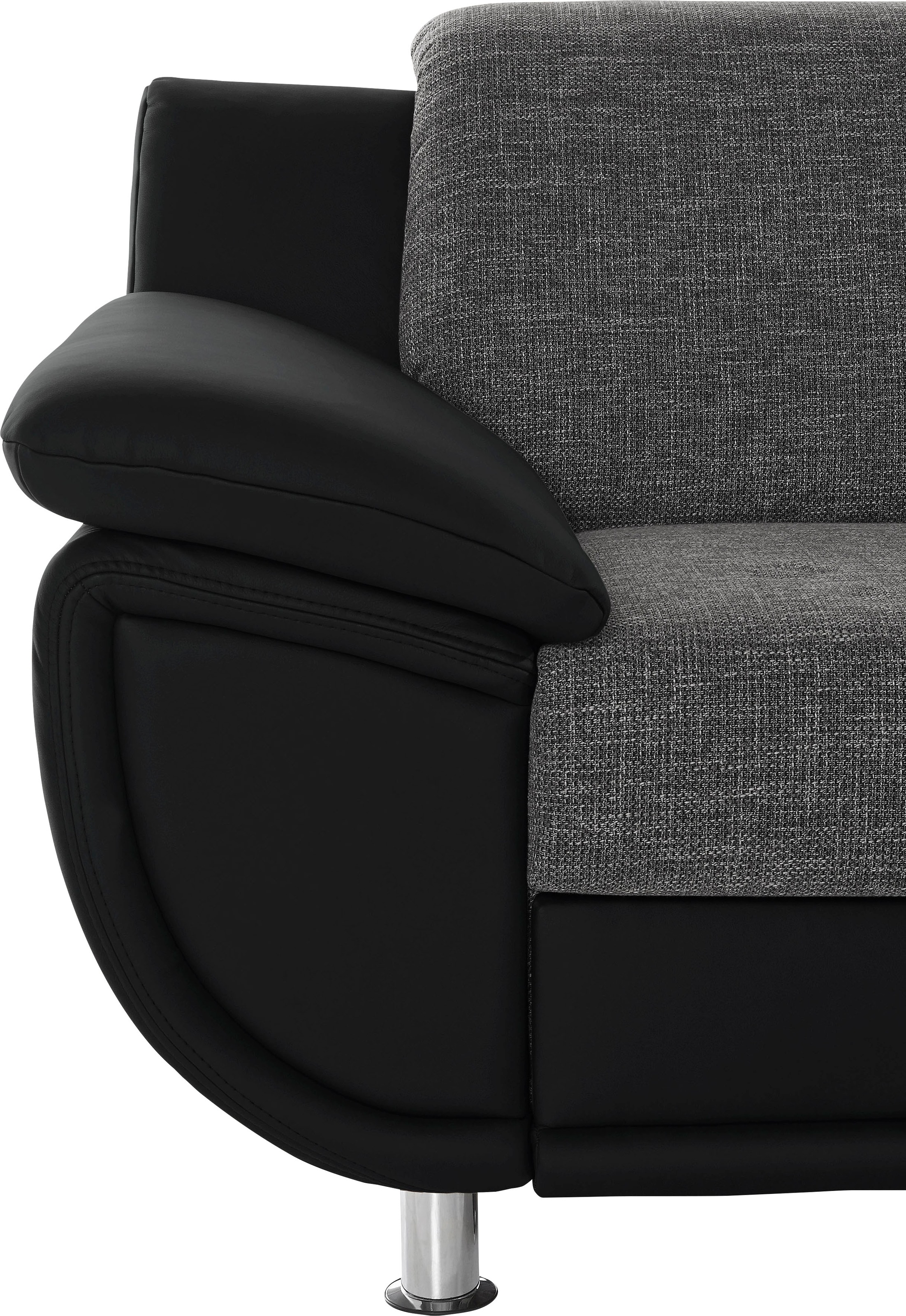 TRENDMANUFAKTUR Ecksofa »Rondo 3, zeitlos und bequem, Materialmix, breite Armlehnen, L-Form«, wahlweise mit Federkern für mehr Komfort, wahlweise mit Bettfunktion