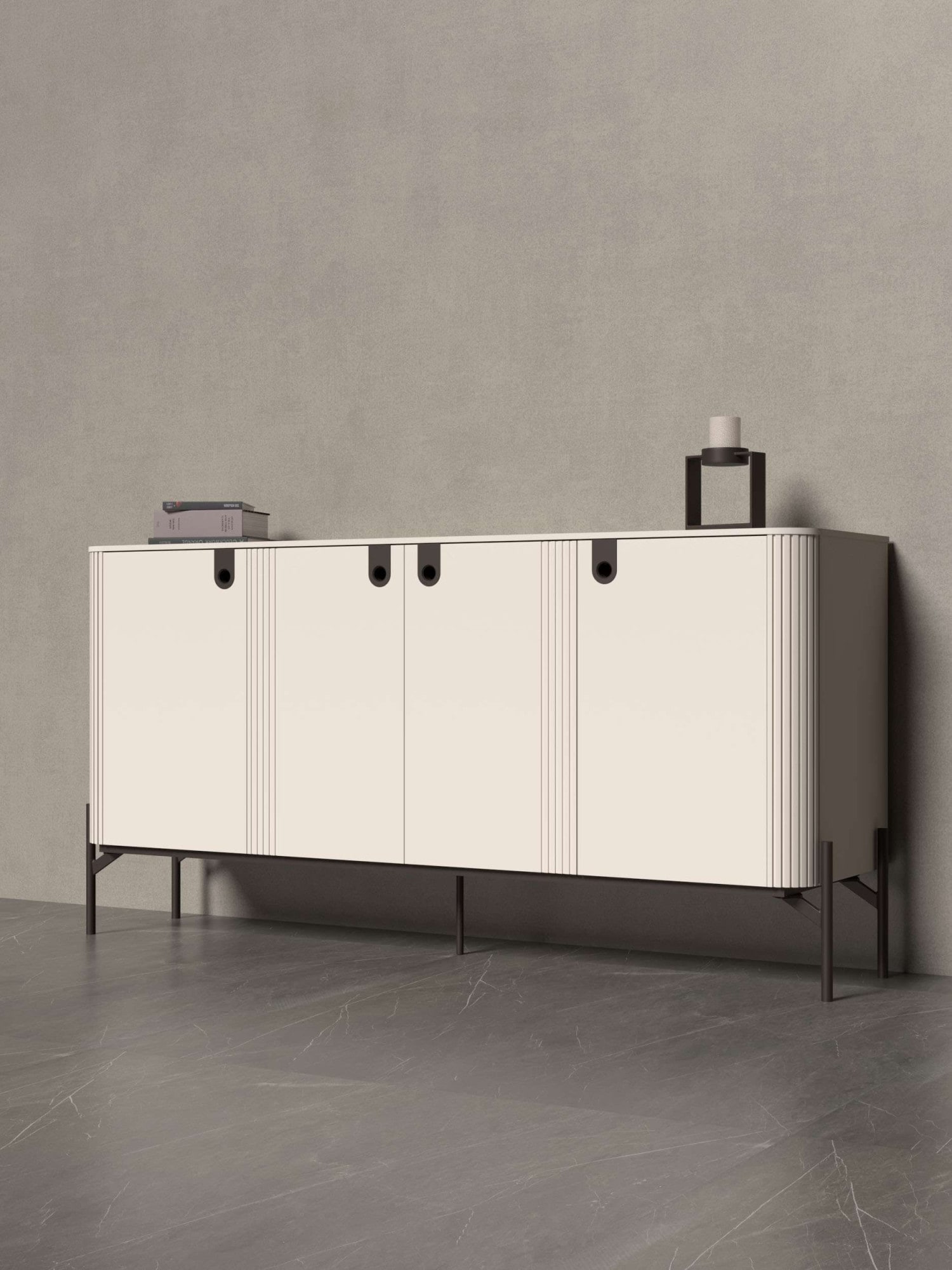 OTTO home Kommode "Rondo Sideboard, Schrank mit Metallfüßen und Metallgriffen" UV lackiert, Soft Close Funktion, Metallrahmen als Basis des Elements