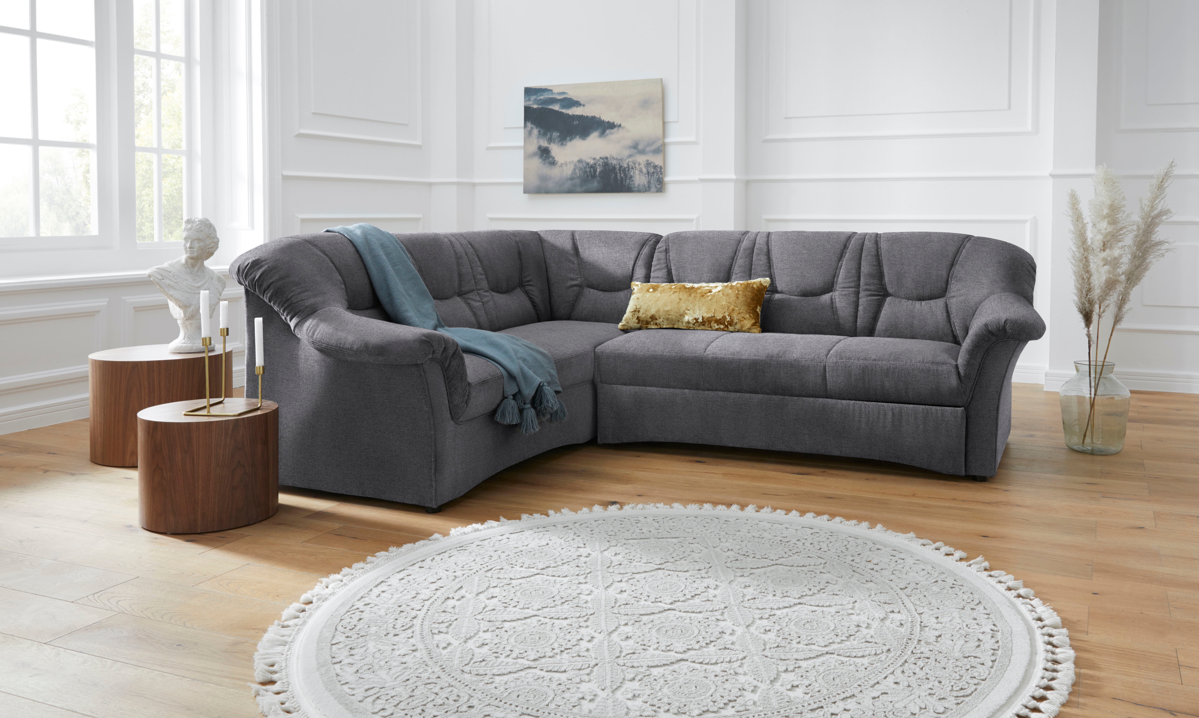 DOMO collection 1100000002199 "SARAFINA 240x190 cm, auch mit Federkern für mehr Sitzkomfort" whlw. mit Bettfunktion, elegantes Design, L-Form