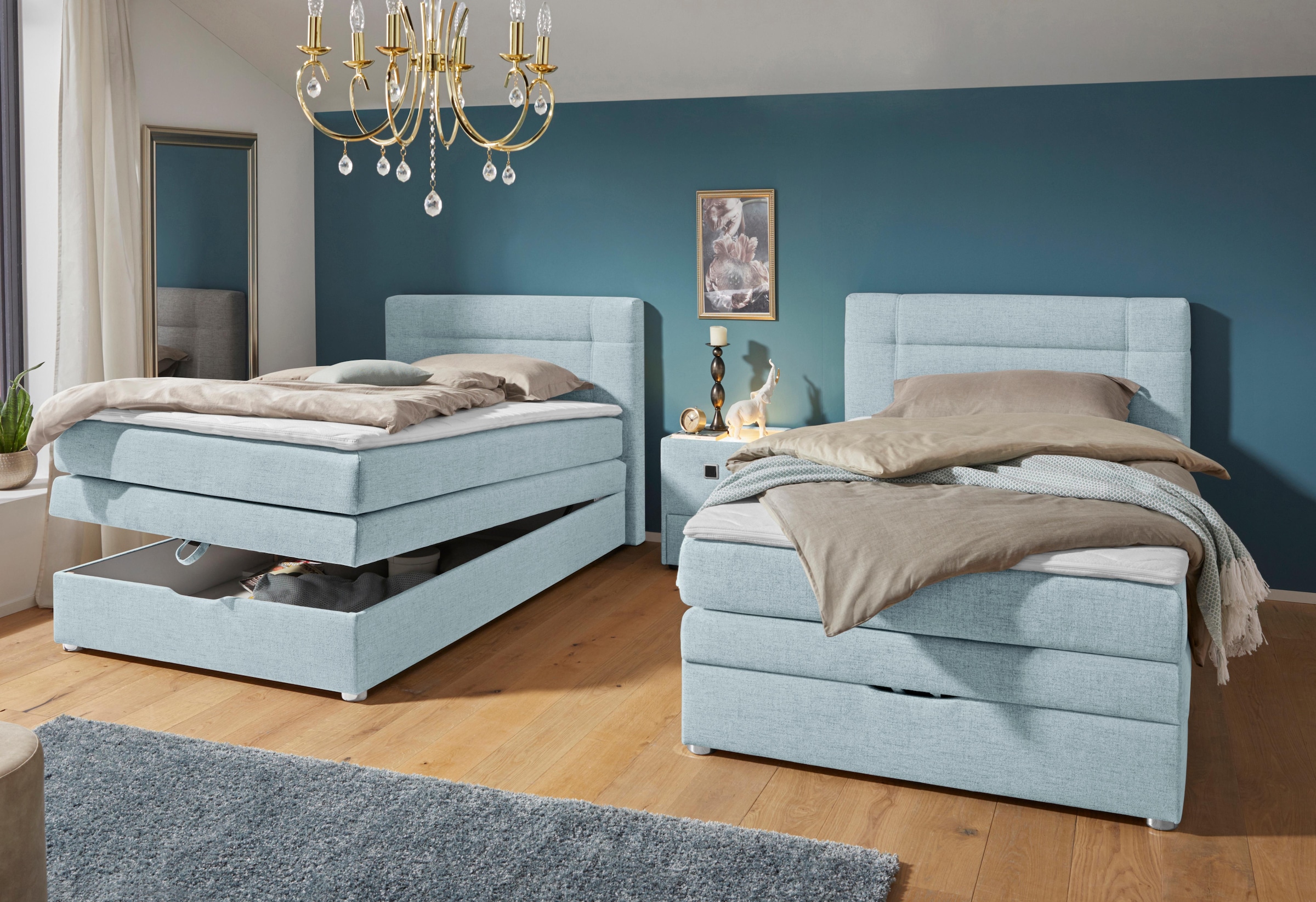 Jockenhöfer Gruppe Boxspringbett »Carmen«, mit Bettkasten und Topper, erhältlich in 120 & 140cm Breite