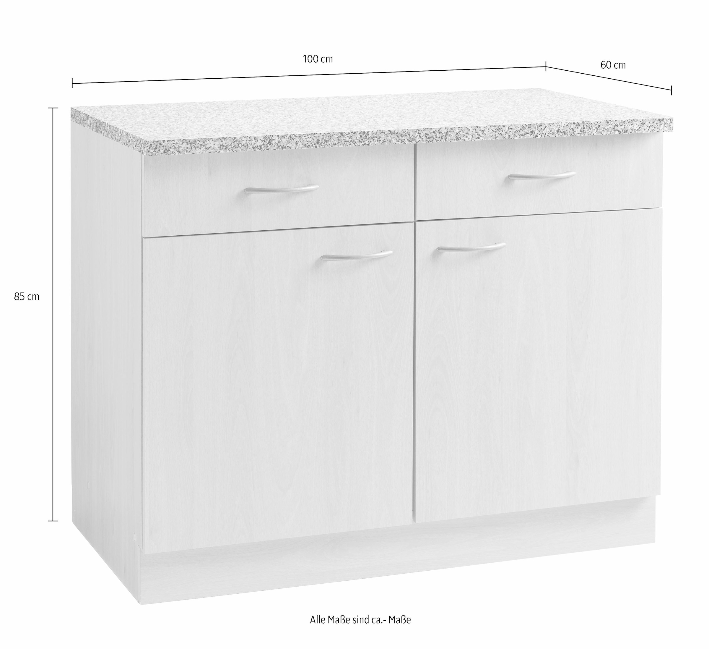 Küchen Tiefe | »Kiel«, 100 wiho Unterschrank 60 cm in breit, BAUR cm